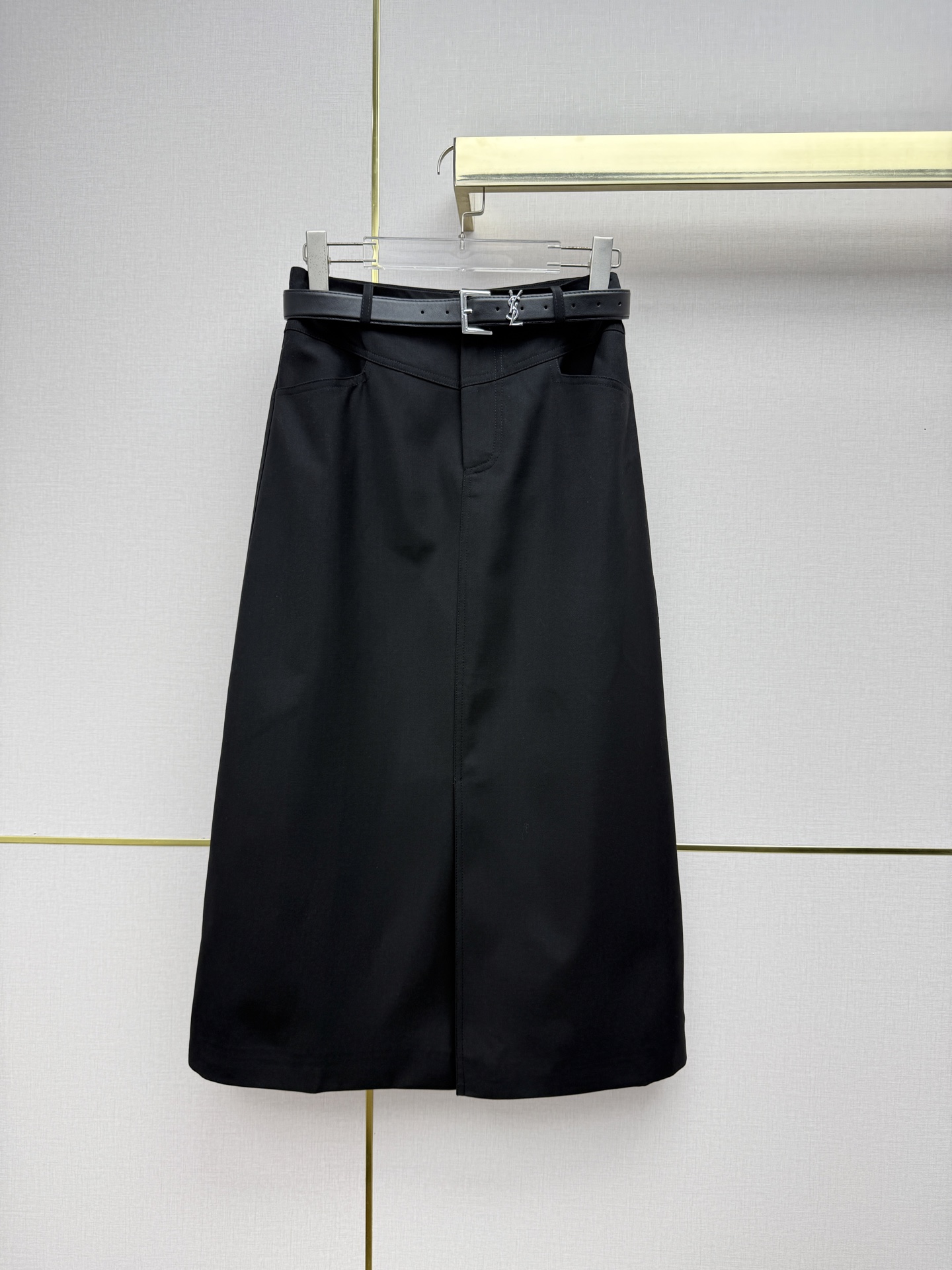 Saint Laurent Belted Pocket Midi Skirt