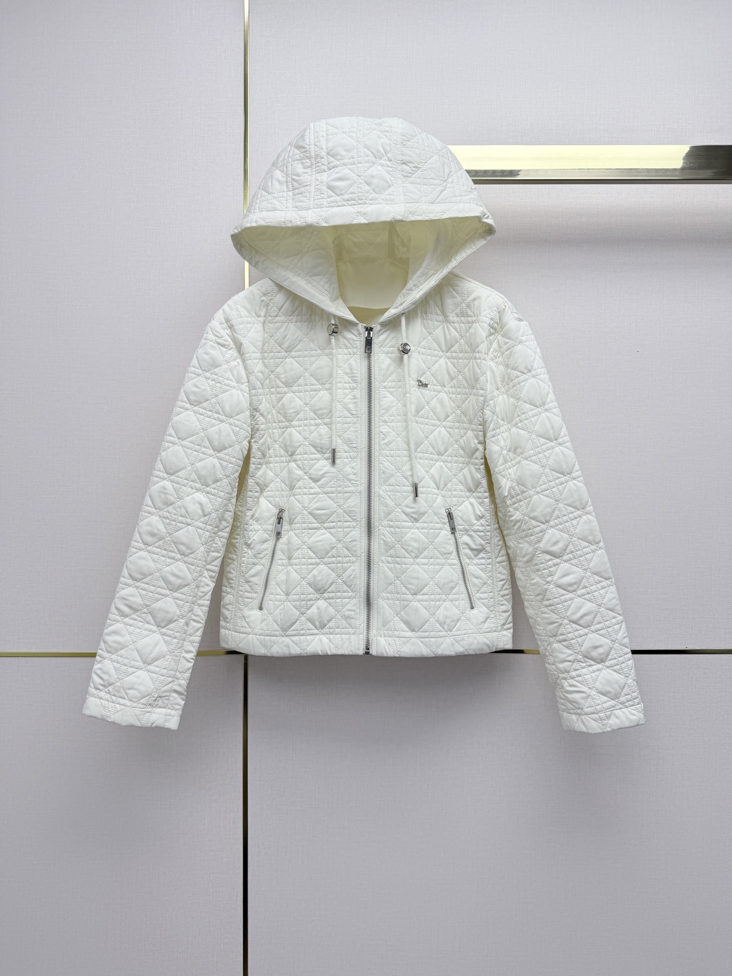 Dior Cream Hooded Quilted Jacket