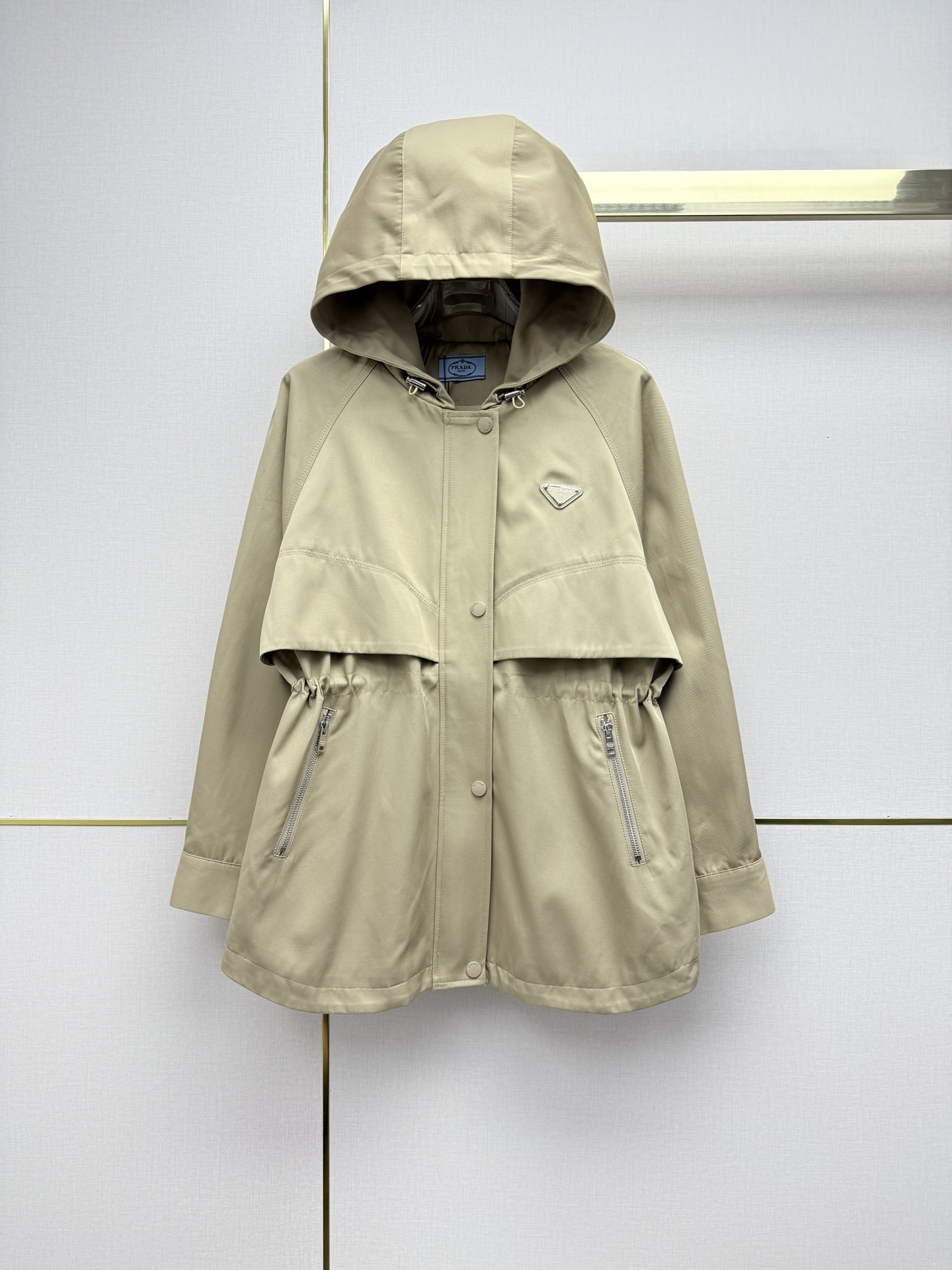 Prada Beige Hooded Utility Jacket
