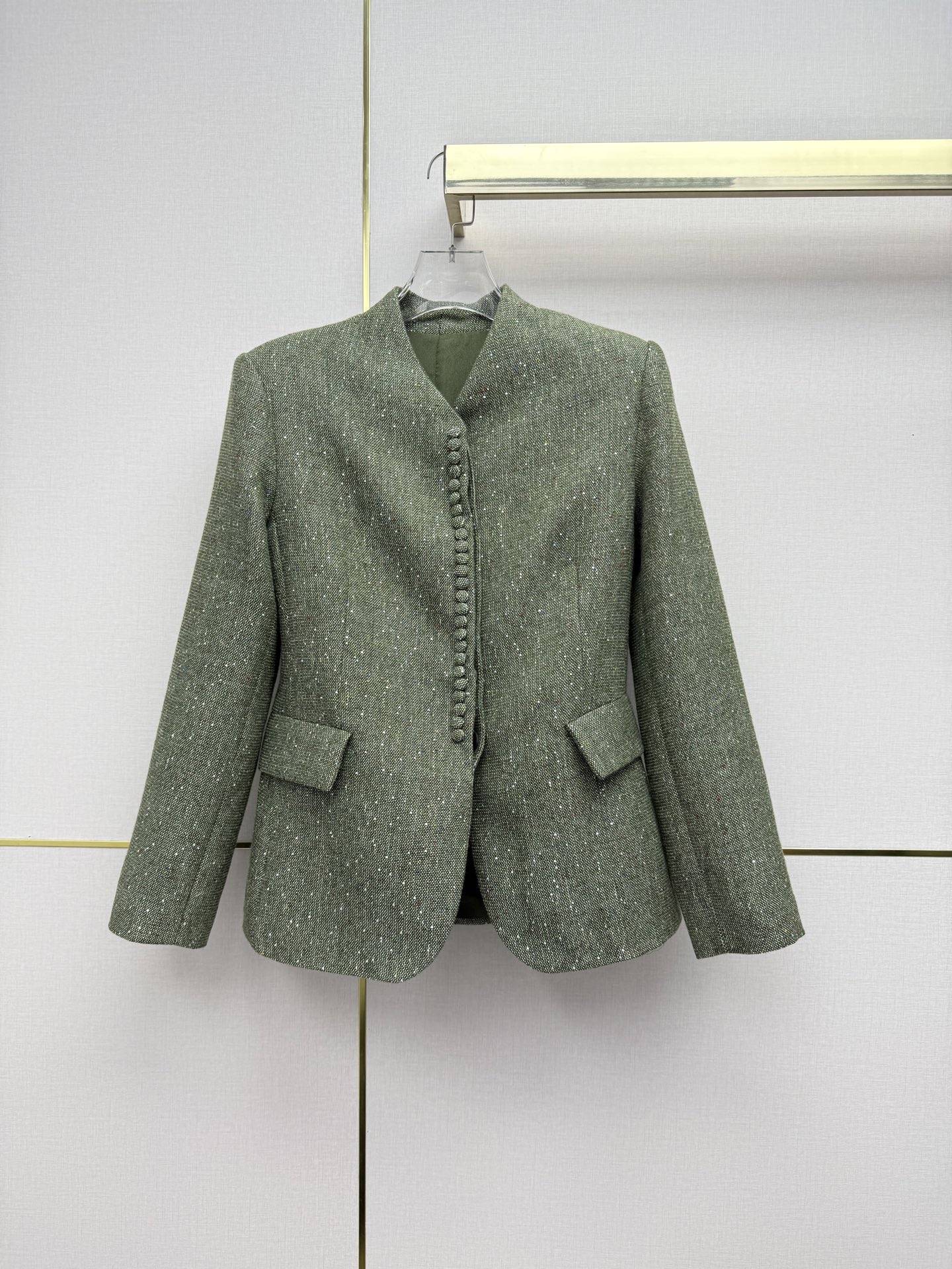 Dior Green Fitted Collarless Jacket