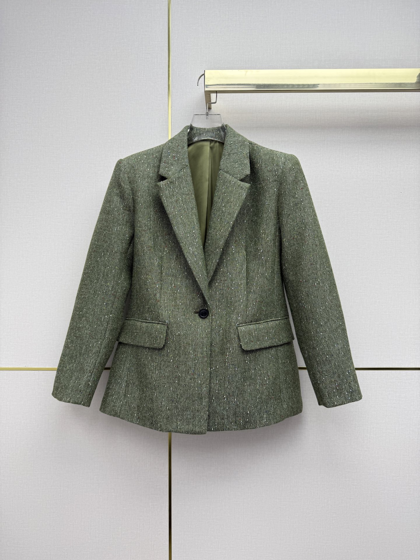 Green Notched Lapel Blazer