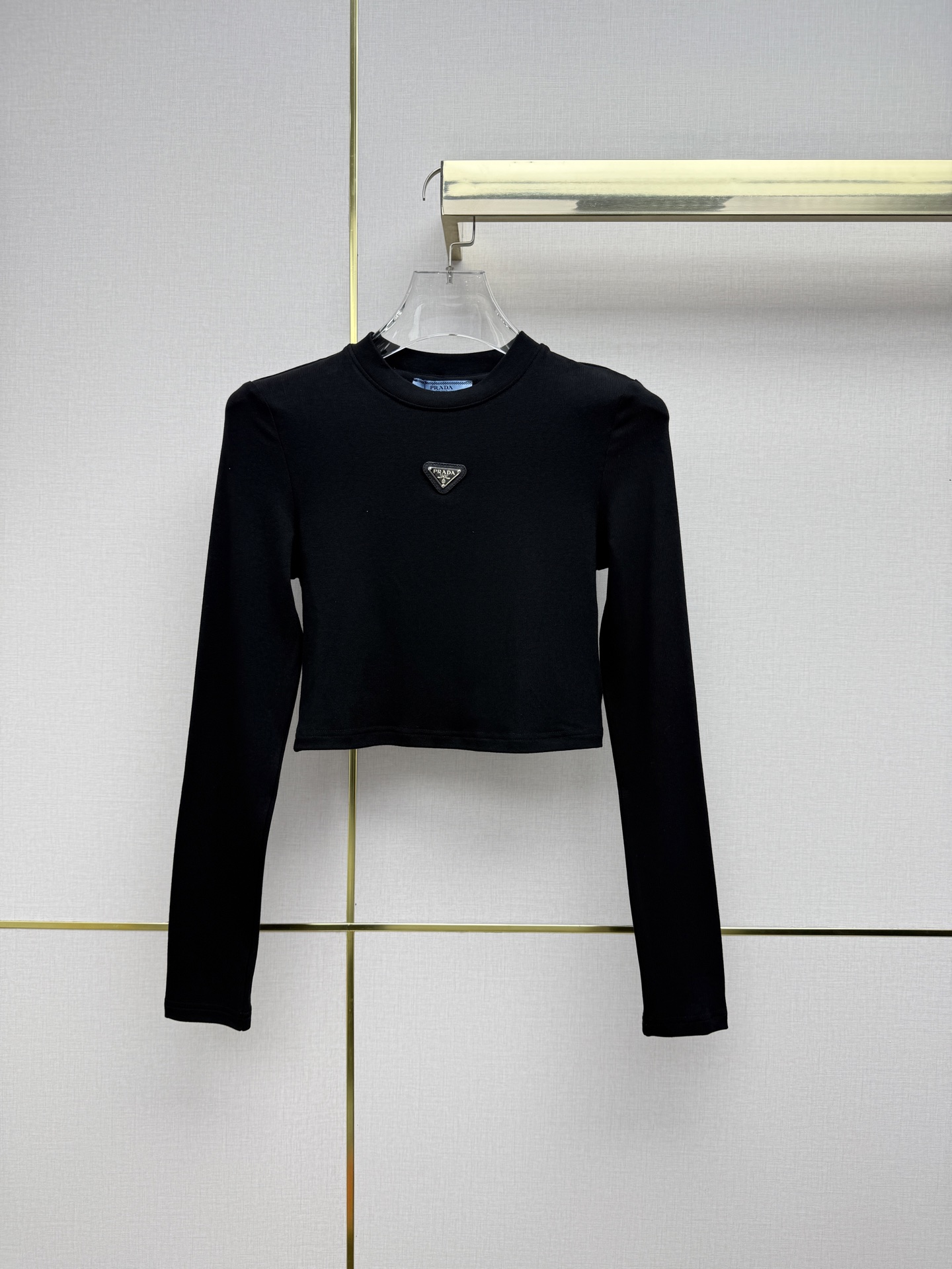 Prada Black Cropped Logo Sweater