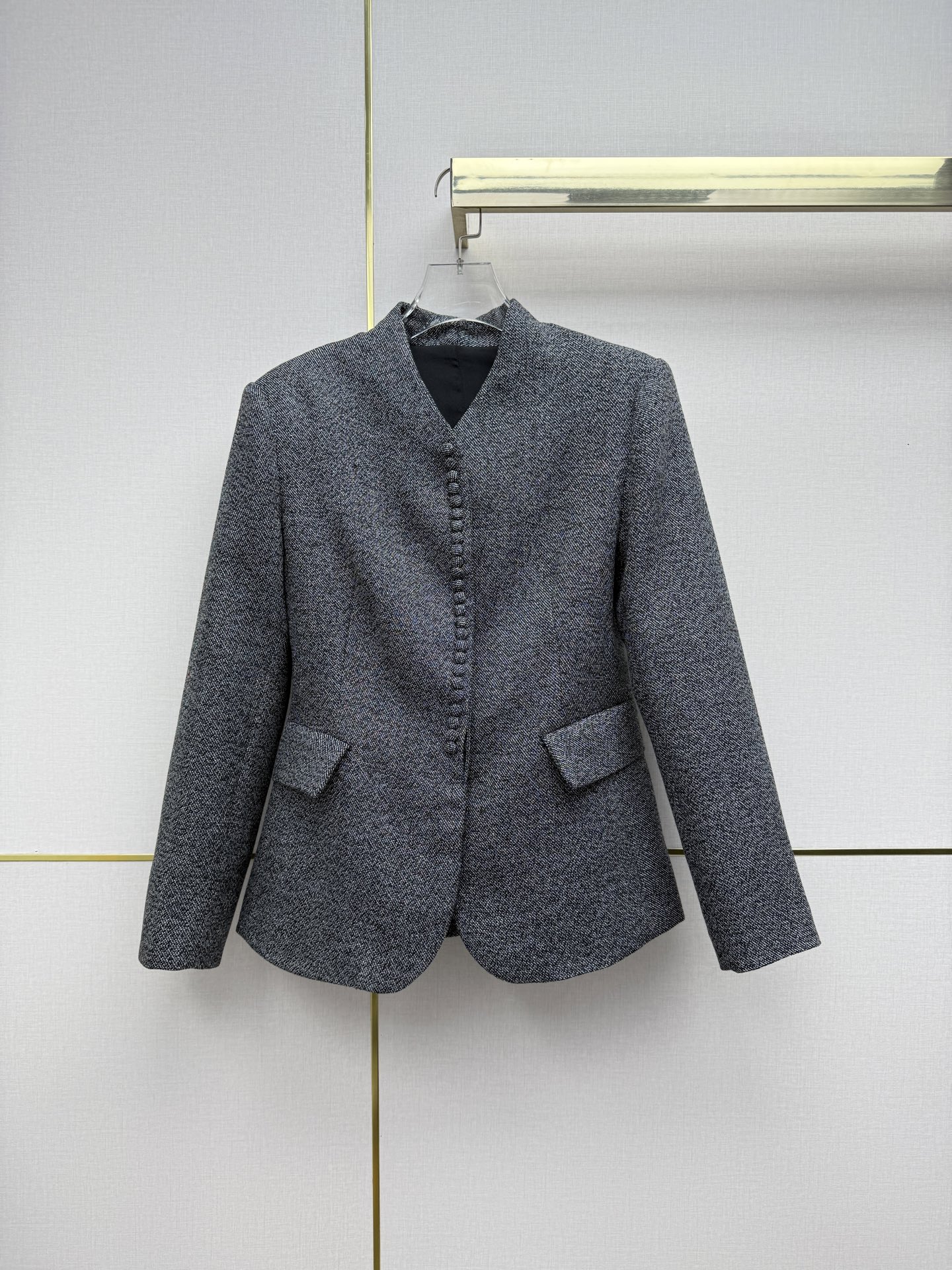 Dior Gray Fitted Collarless Jacket