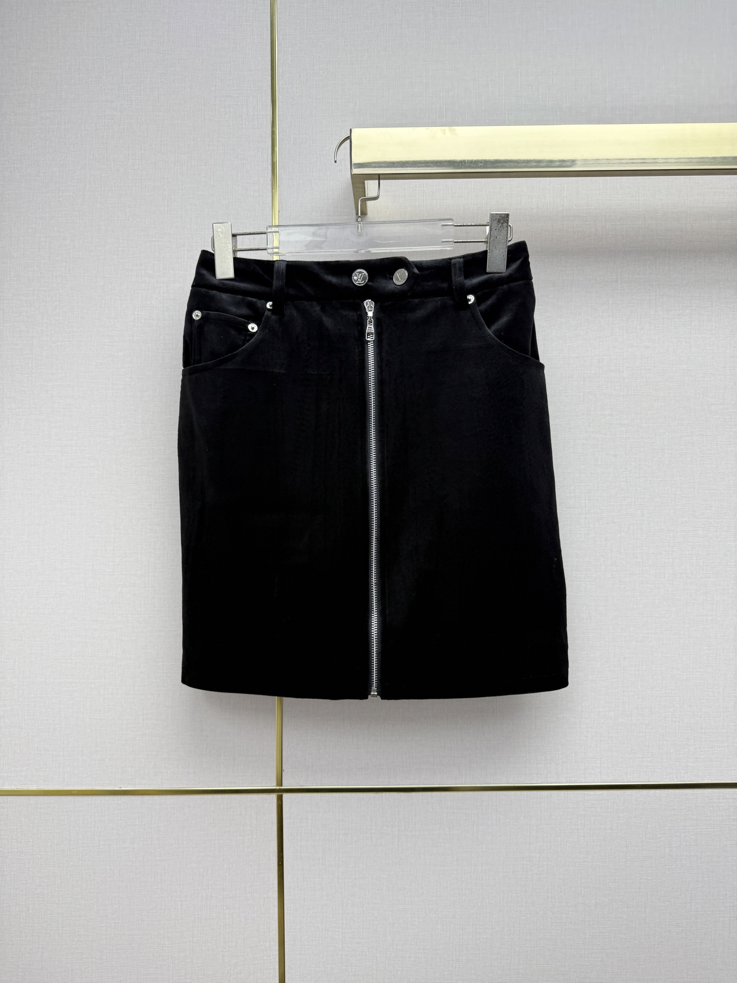 Louis Vuitton Black Zip Front Mini Skirt