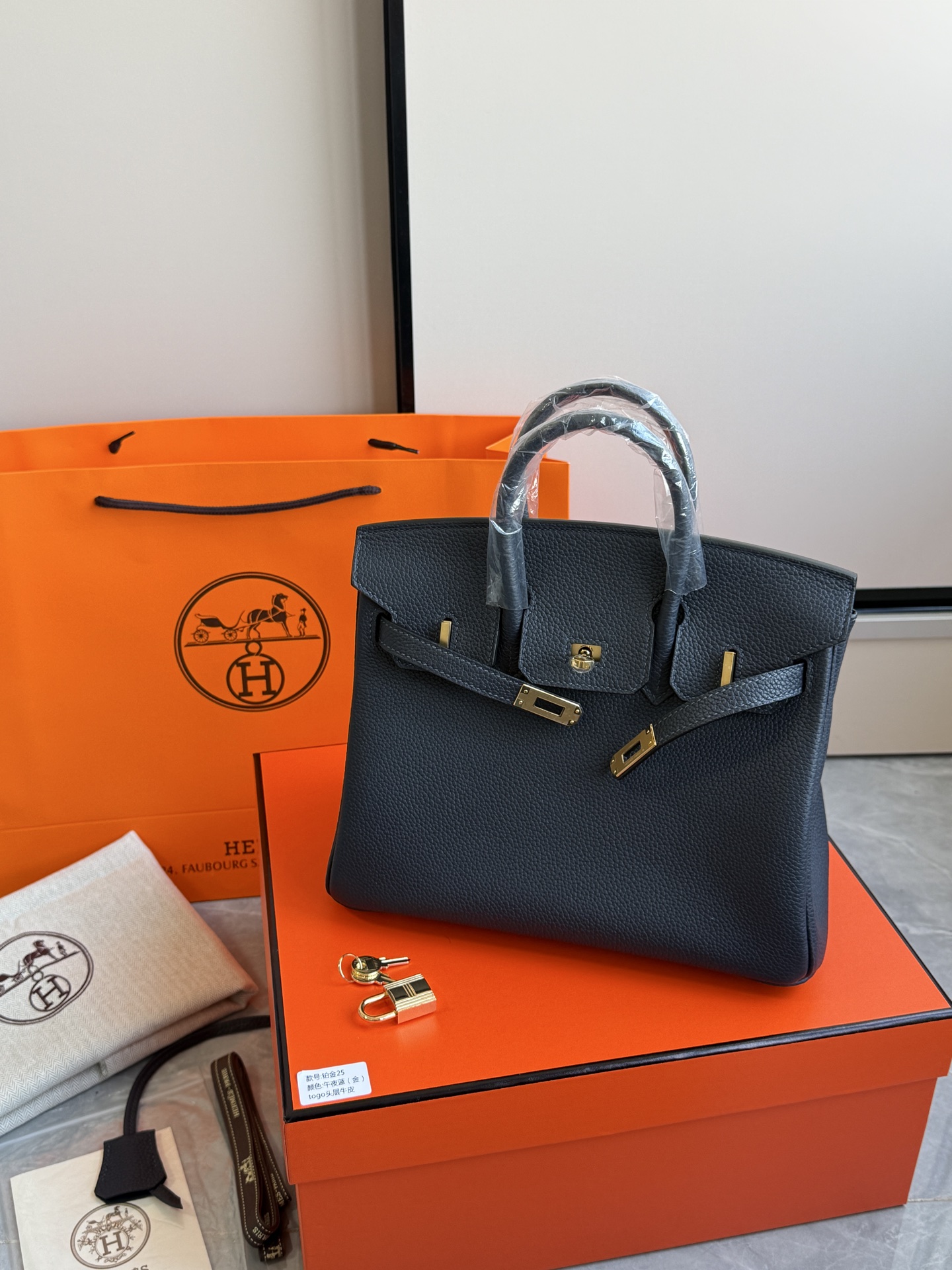Hermès 铂金包·金扣午夜蓝