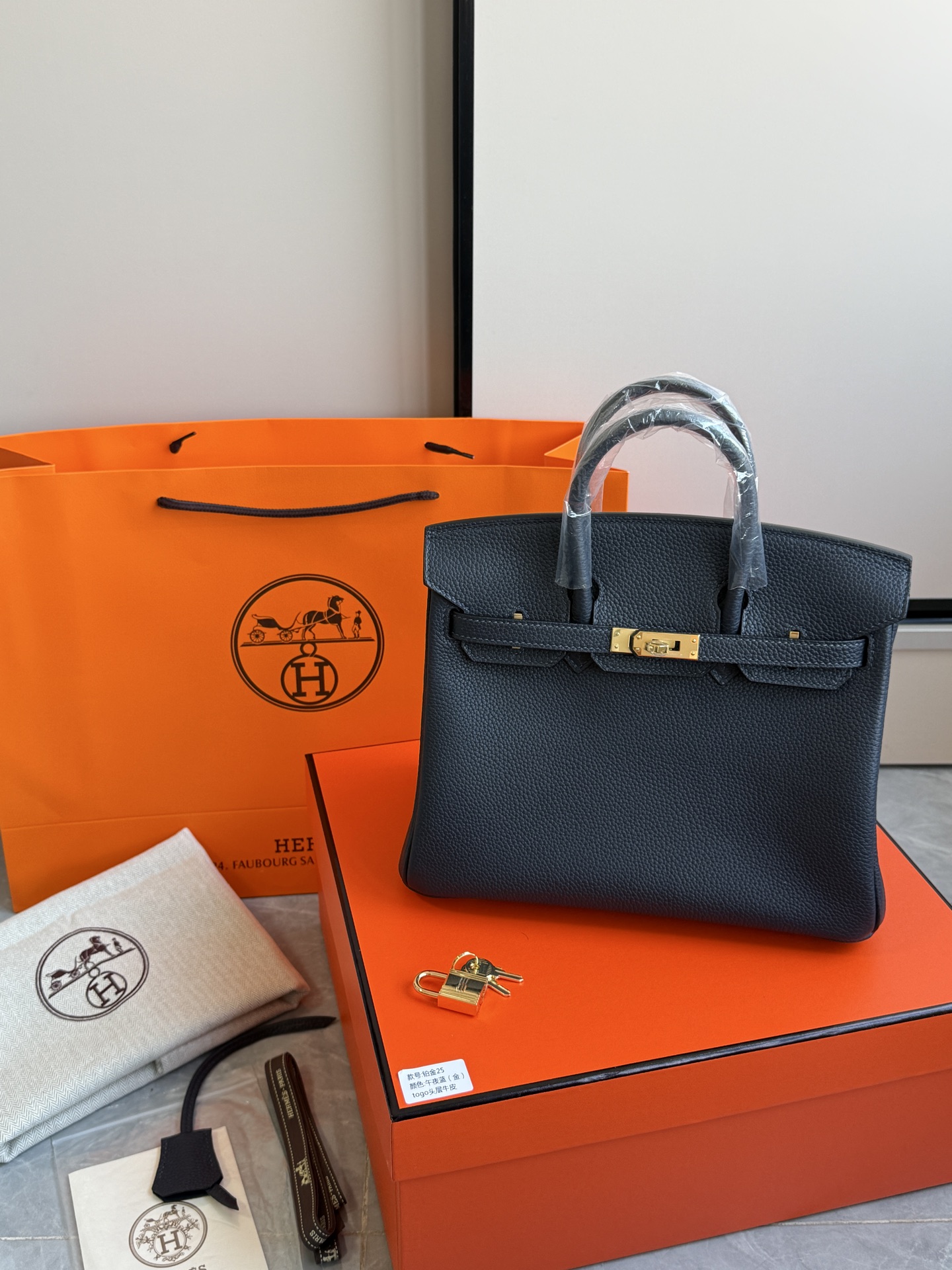 Hermès 铂金包·金扣午夜蓝
