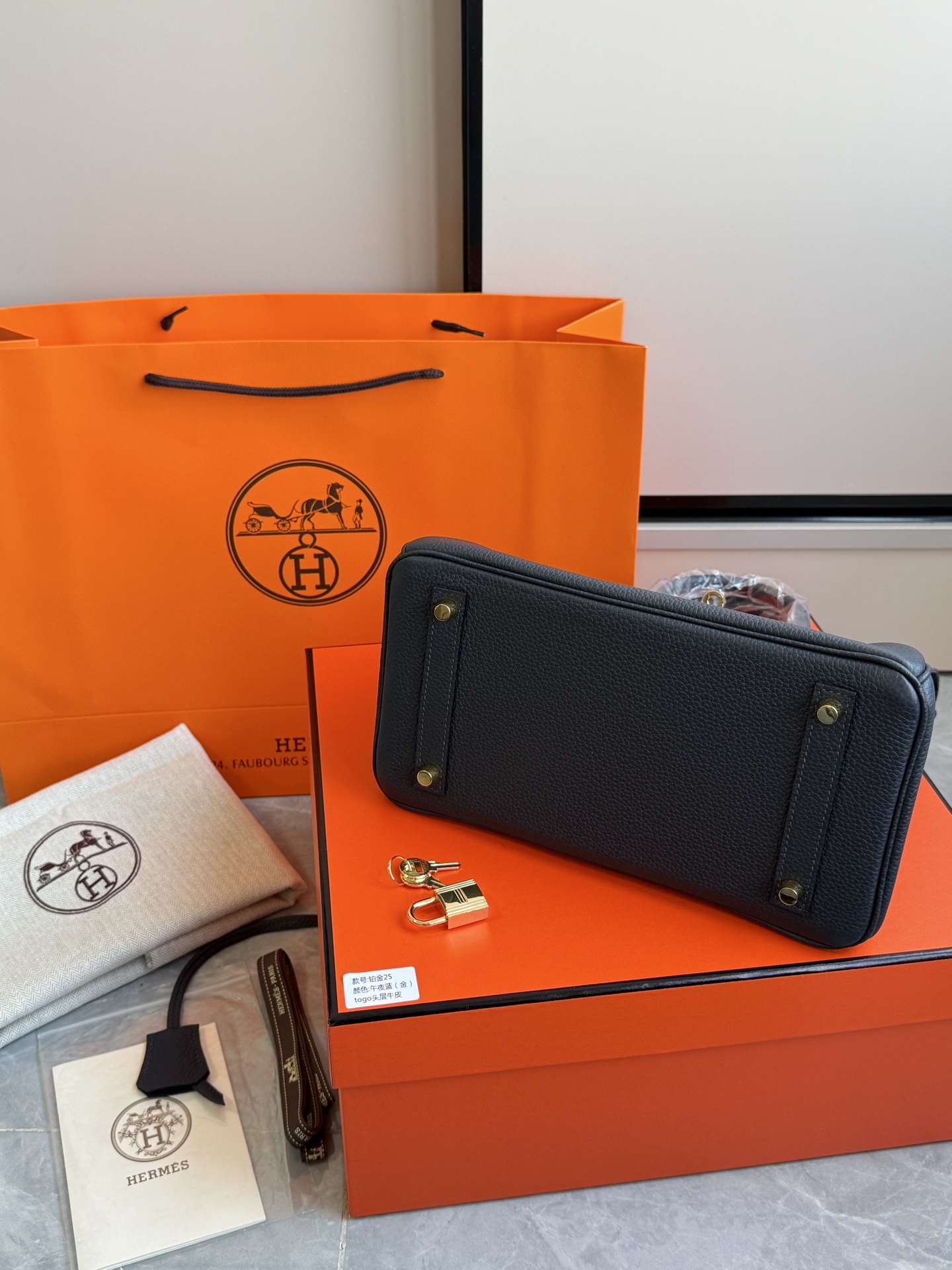 Hermès 铂金包·金扣午夜蓝