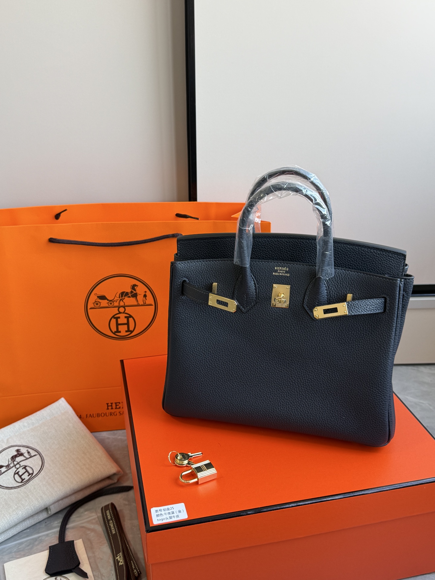 Hermès 铂金包·金扣午夜蓝
