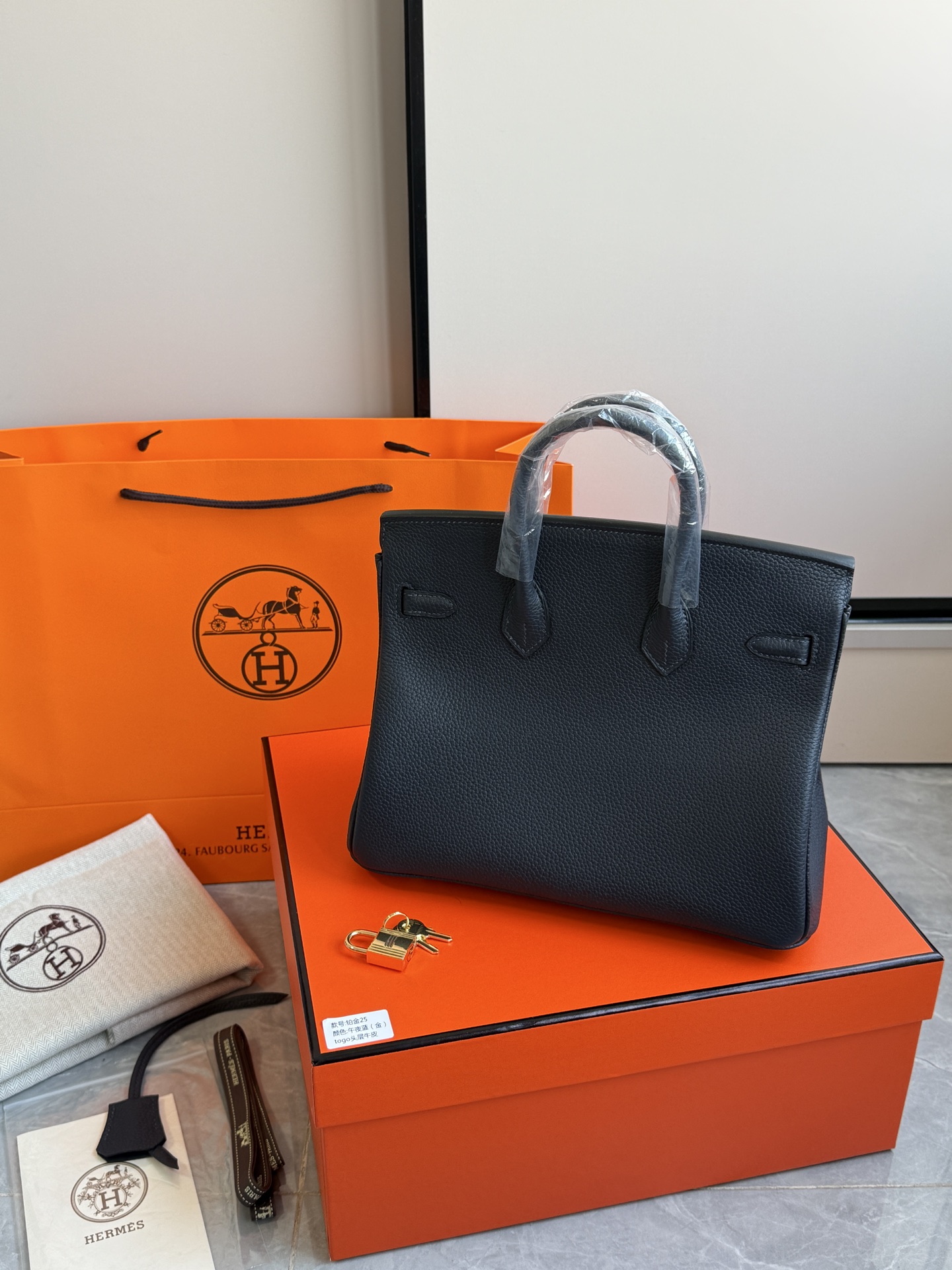Hermès 铂金包·金扣午夜蓝