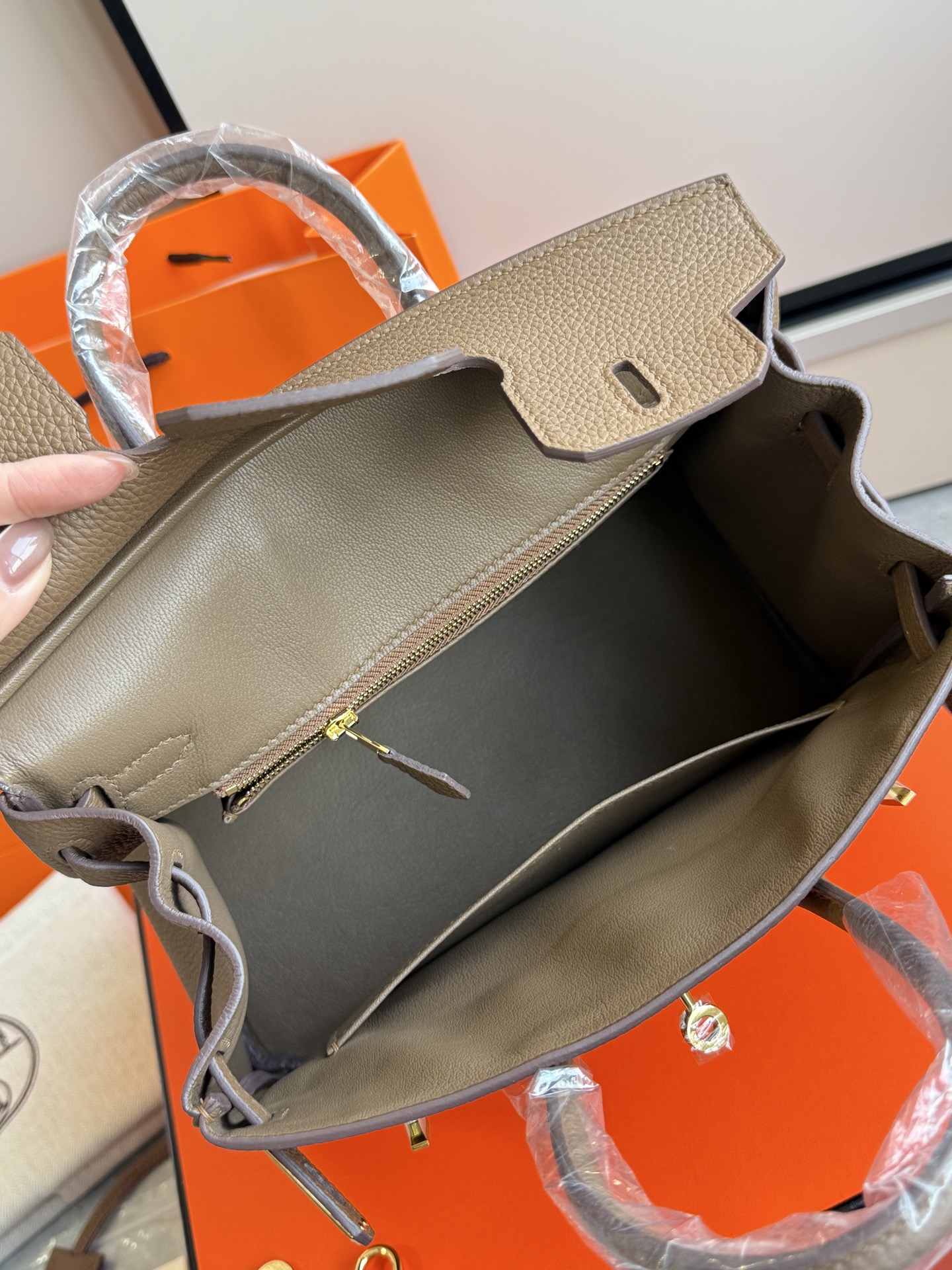 Hermès 铂金包·金扣威马灰