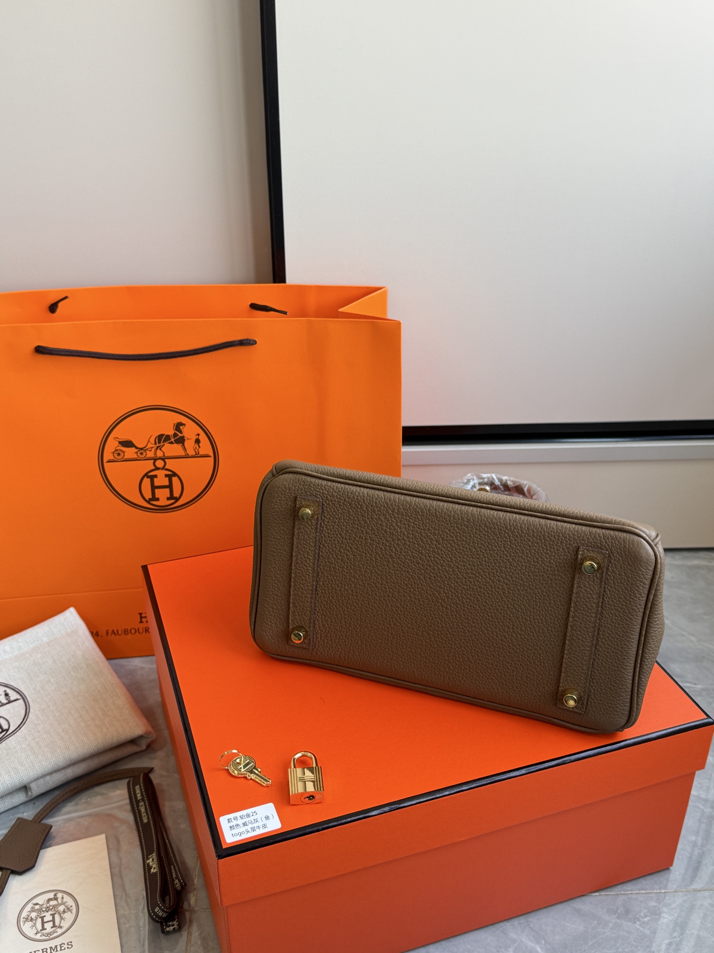 Hermès 铂金包·金扣威马灰