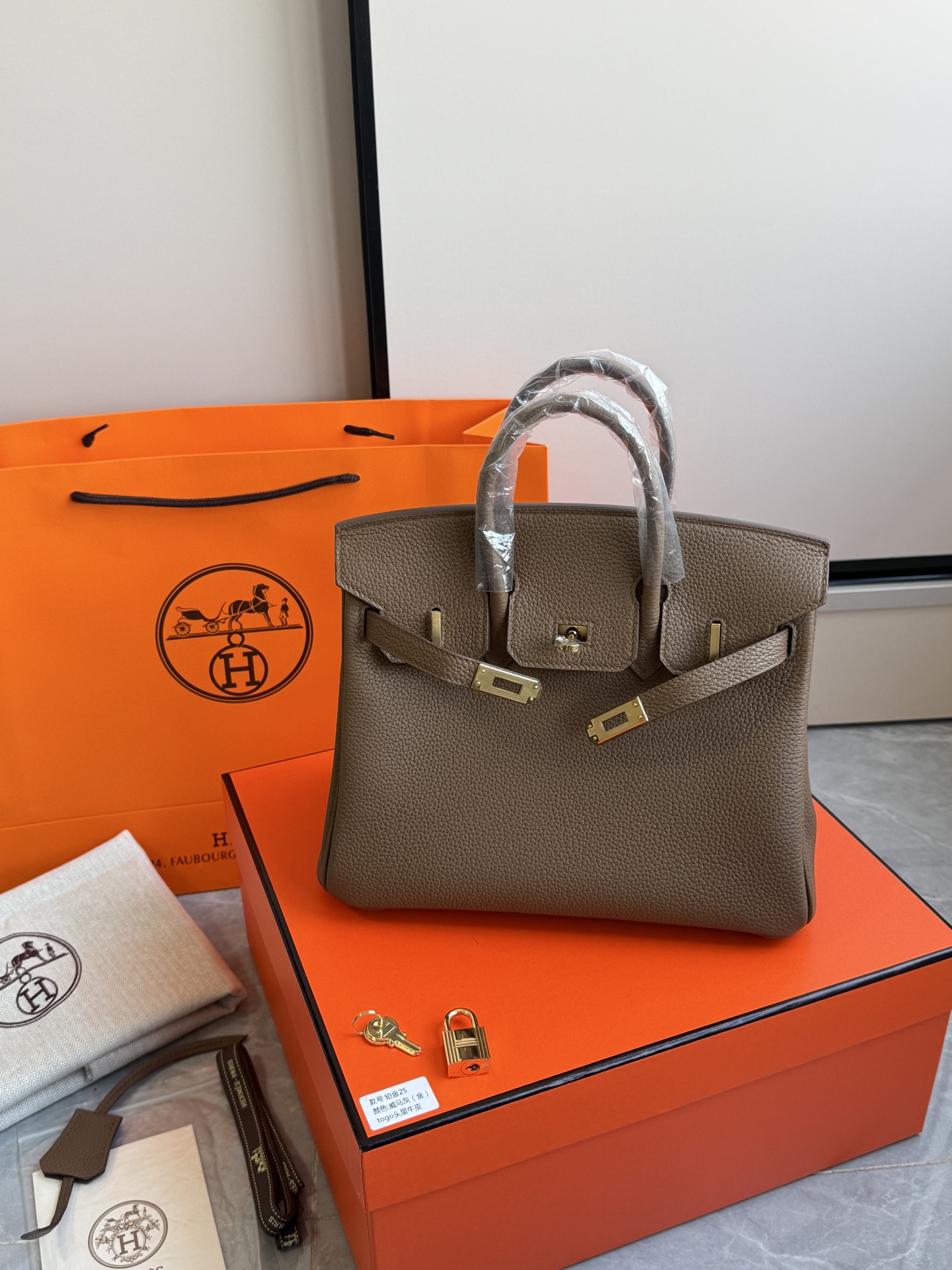 Hermès 铂金包·金扣威马灰