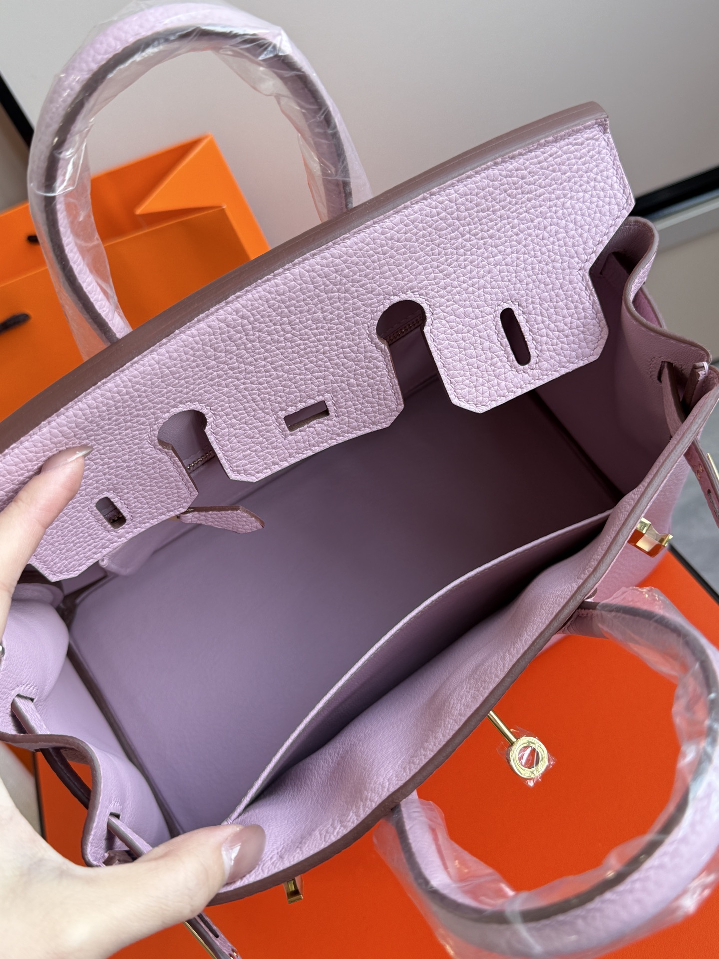 Hermès 铂金包·金扣锦葵紫