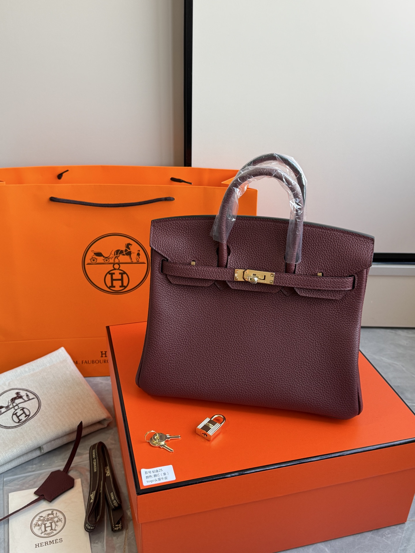 Hermès 铂金包·金扣酒红