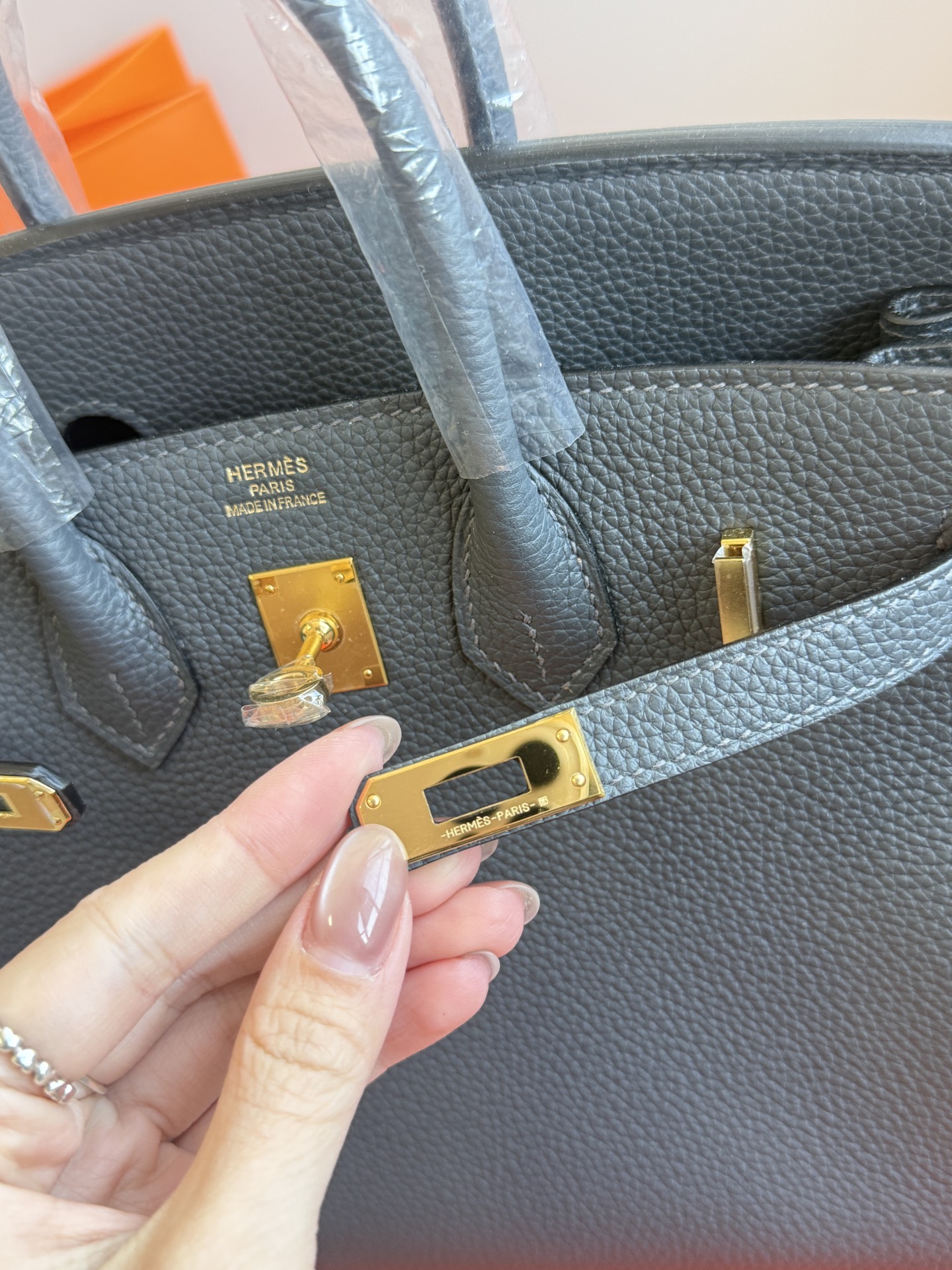 Hermès 铂金包·金扣雾霾灰