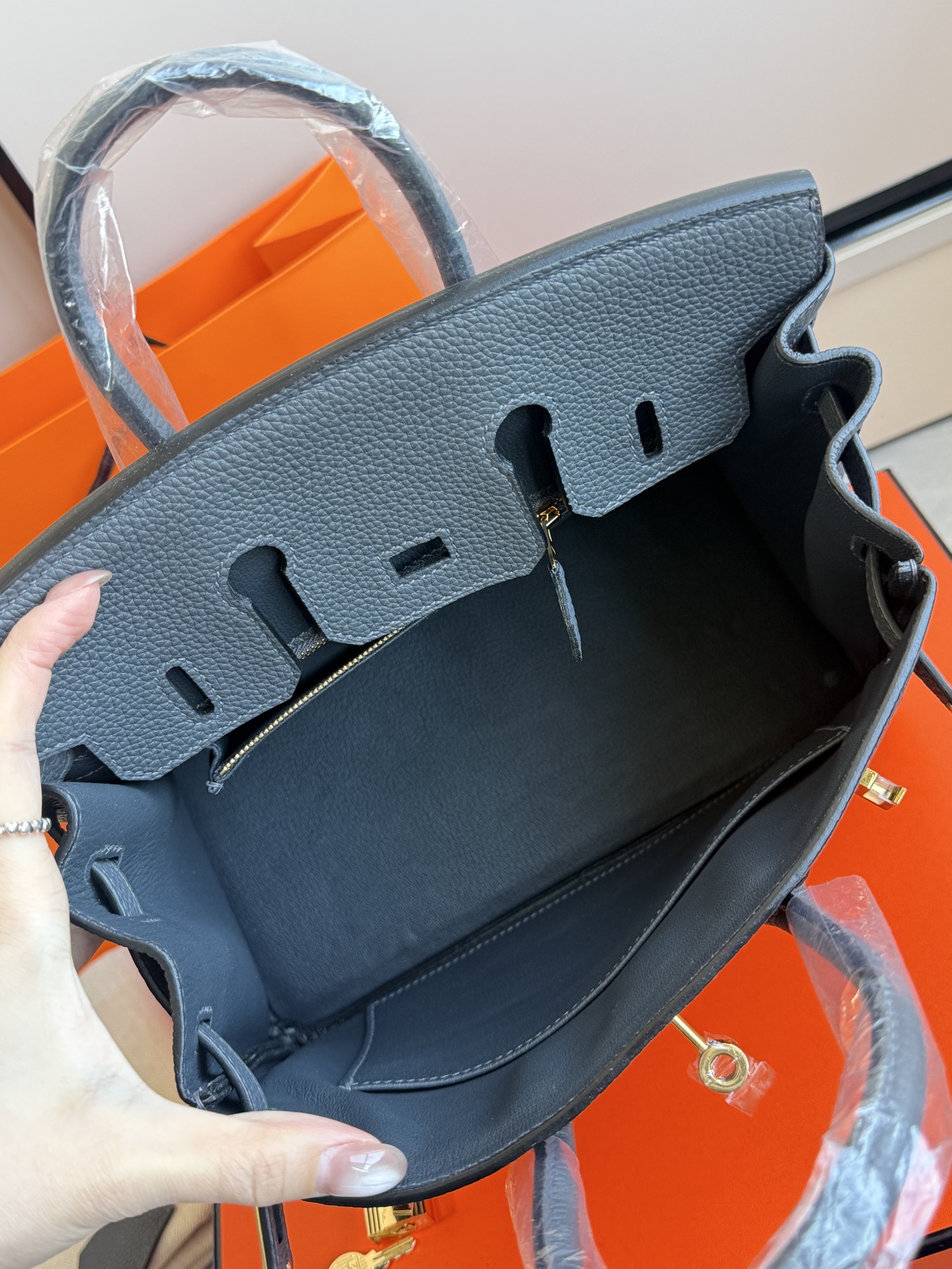 Hermès 铂金包·金扣雾霾灰