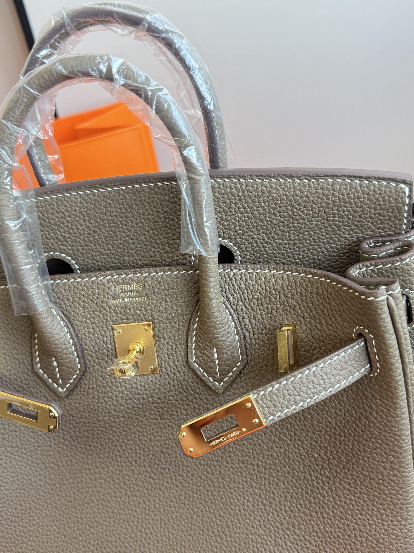 Hermès 铂金包·金扣大象灰