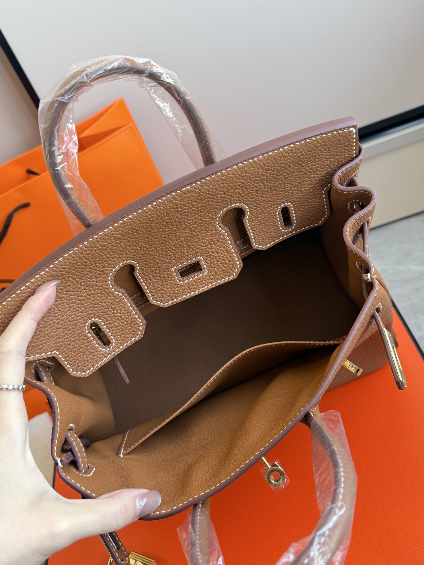Hermès 铂金包·金扣金棕