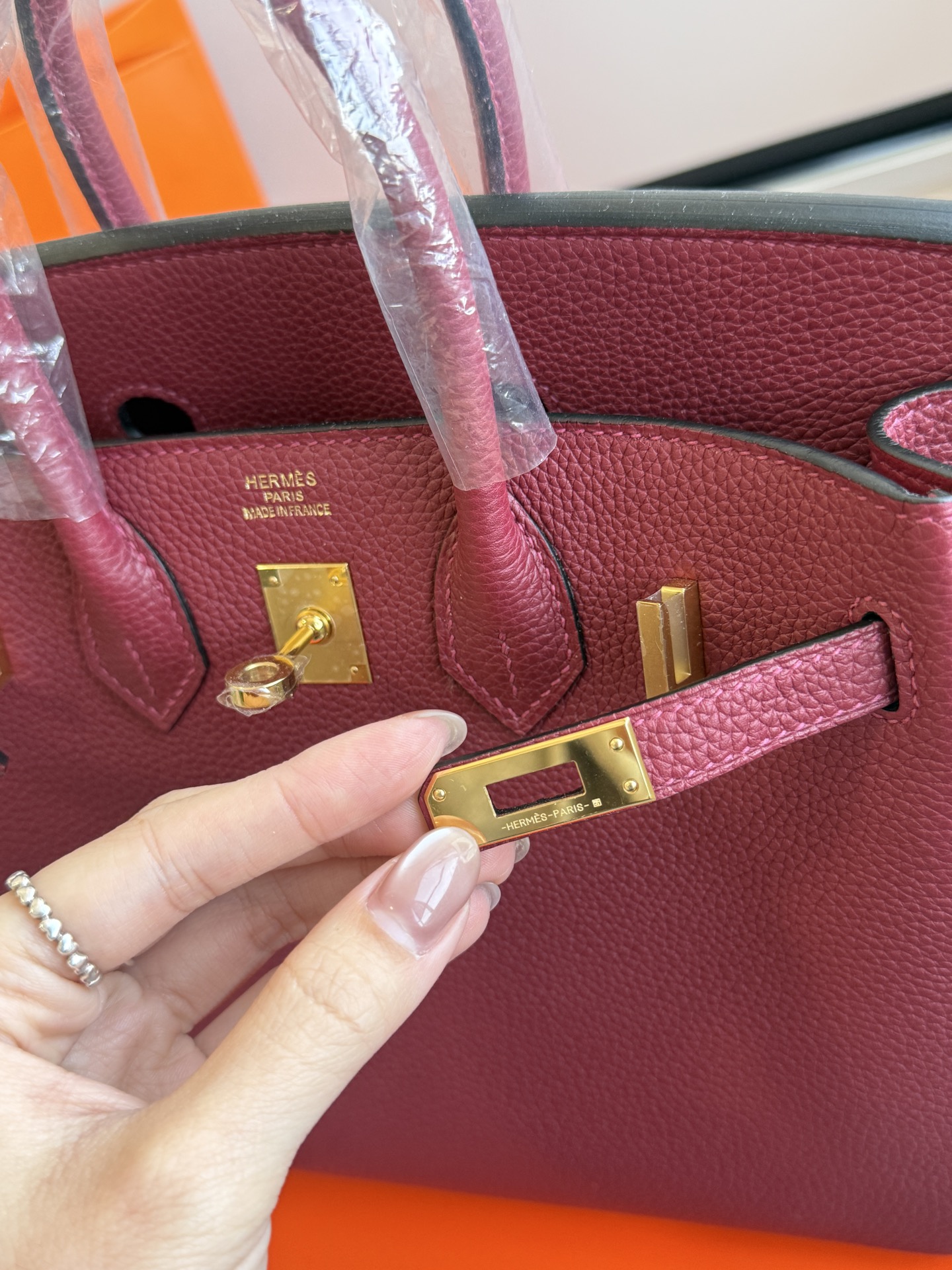 Hermès 铂金包·金扣宝石红