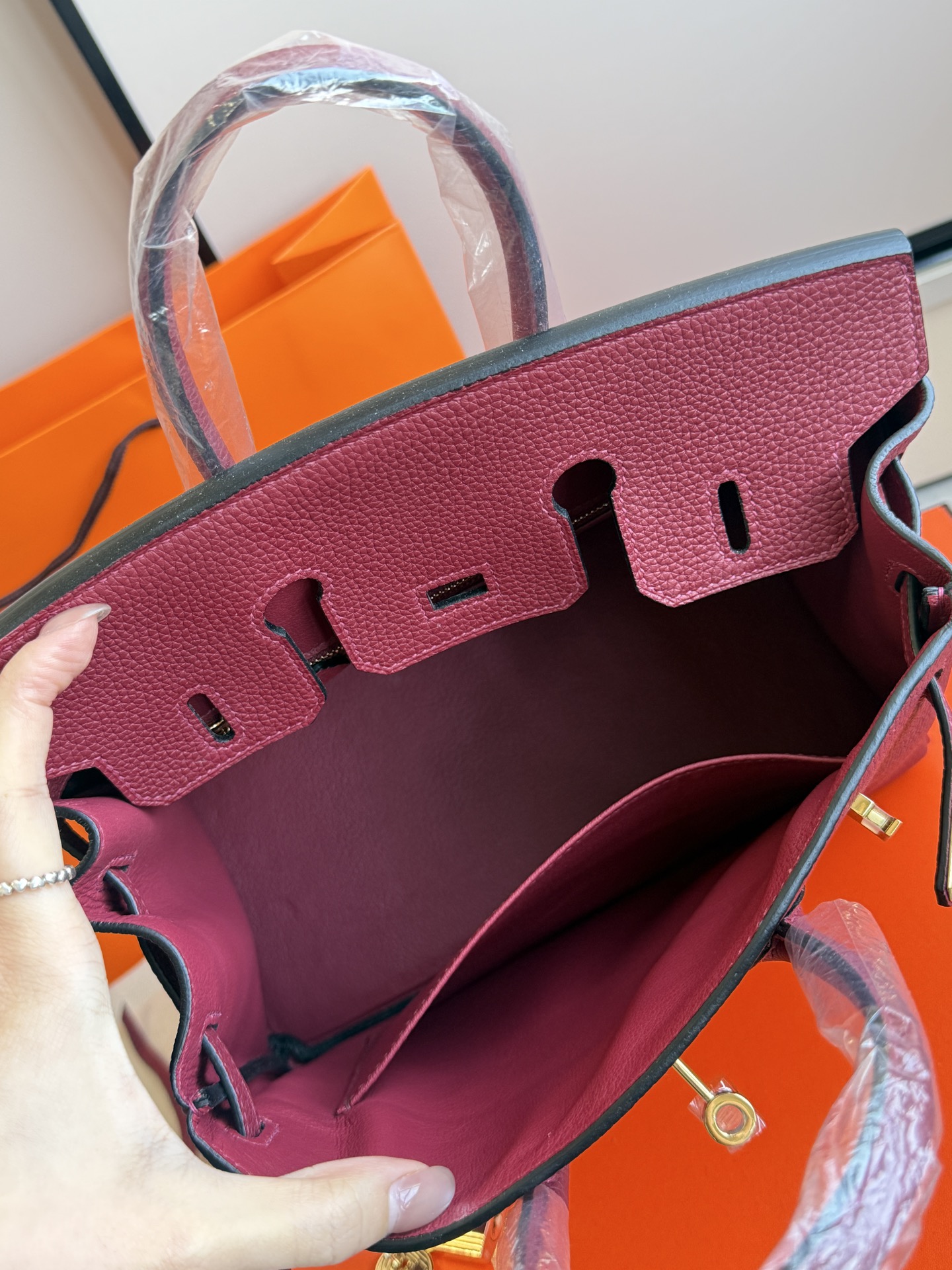 Hermès 铂金包·金扣宝石红