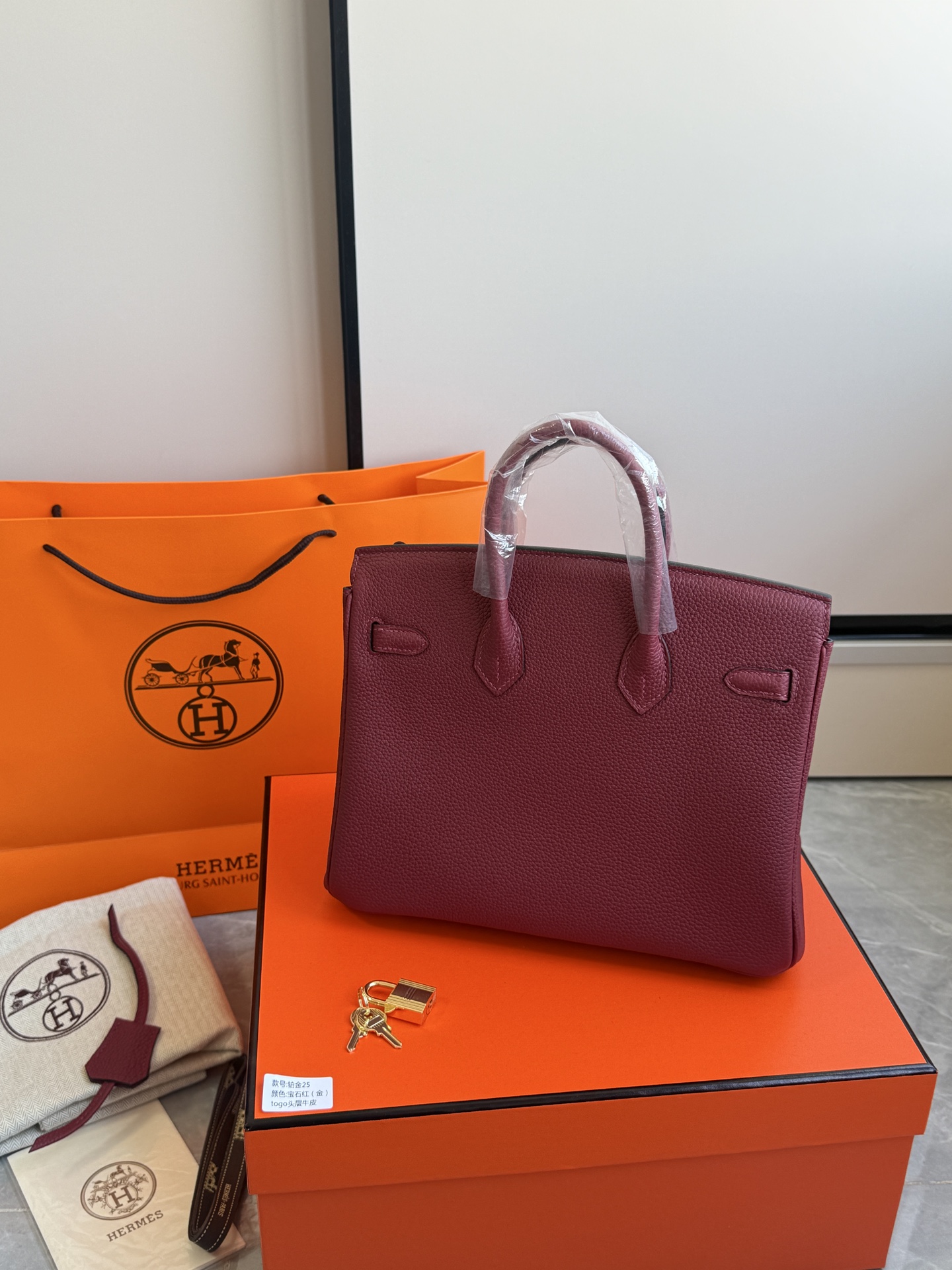 Hermès 铂金包·金扣宝石红