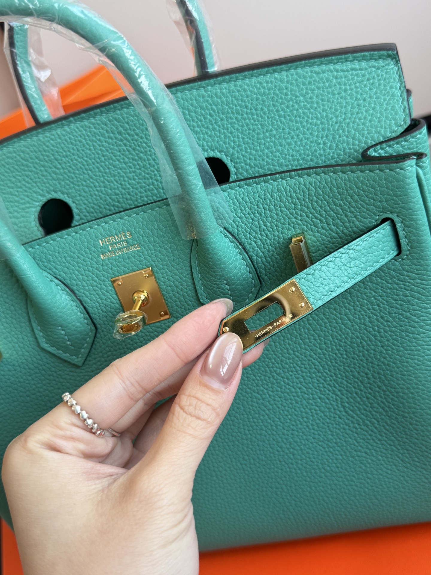 Hermès 铂金包·金扣薄荷绿