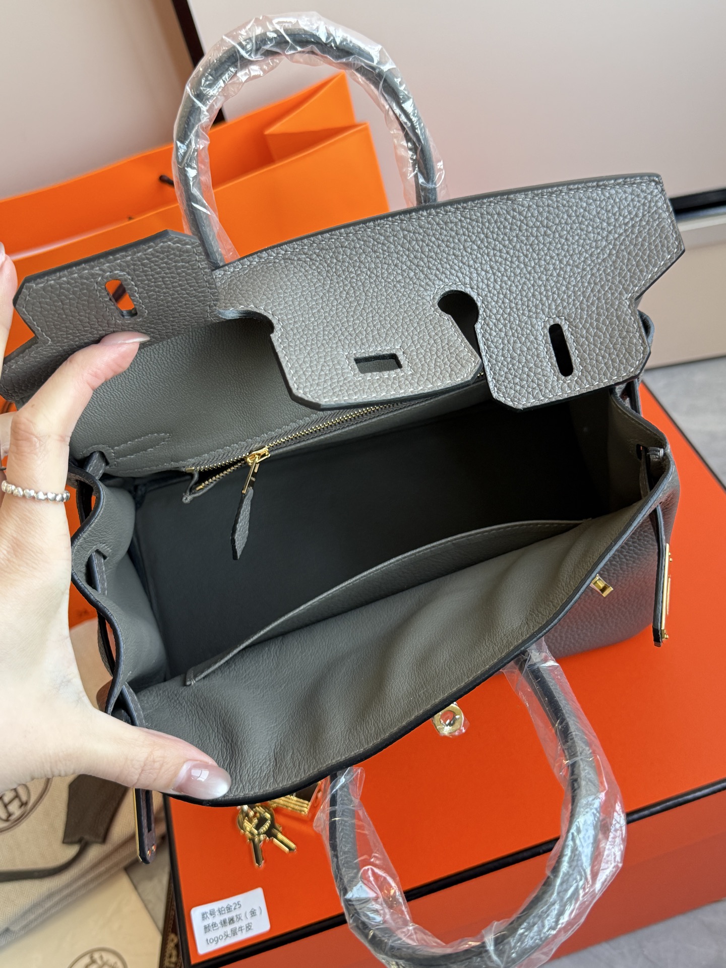 Hermès 铂金包·金扣锡器灰