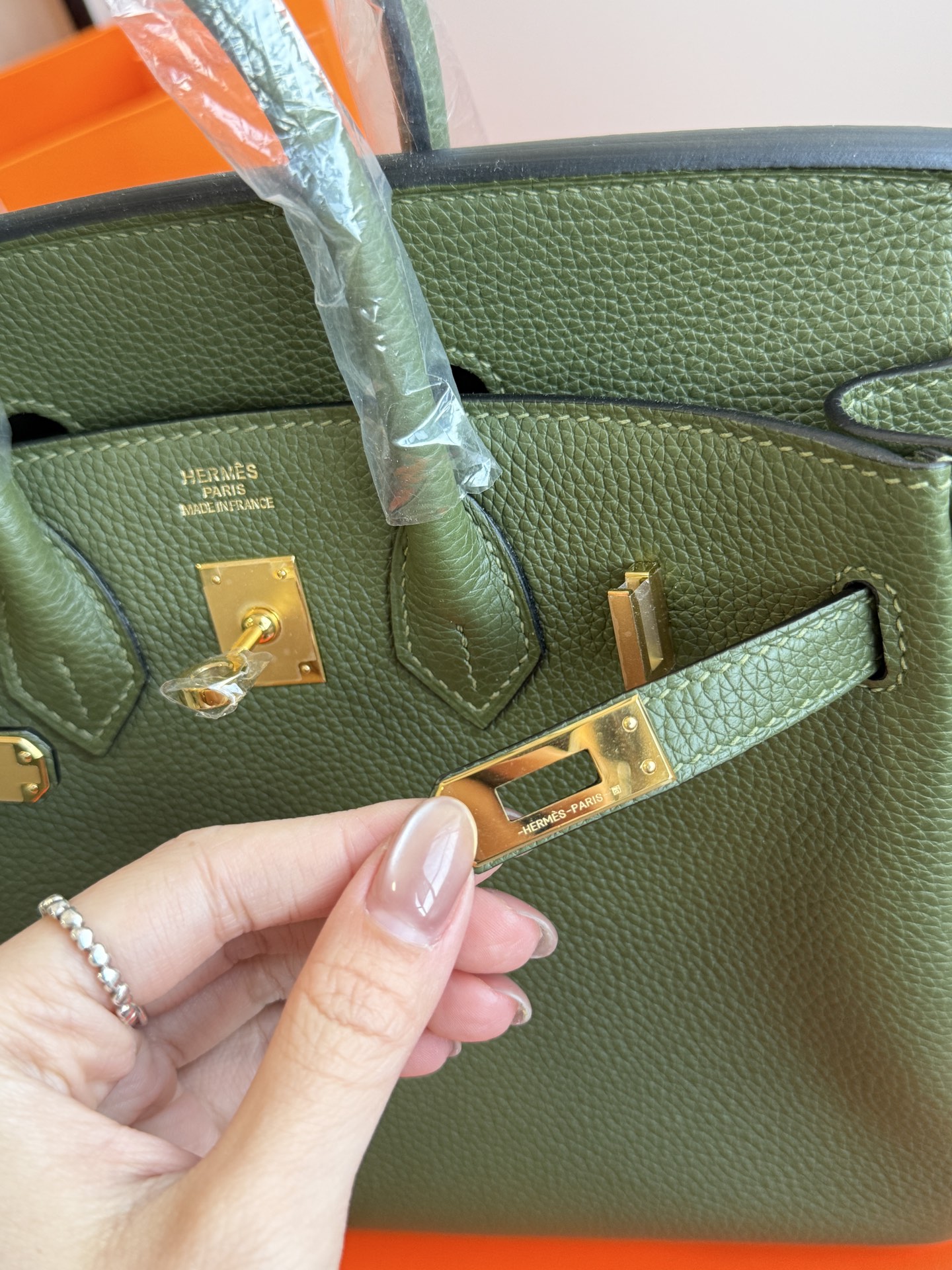 Hermès 铂金包·金扣丛林绿