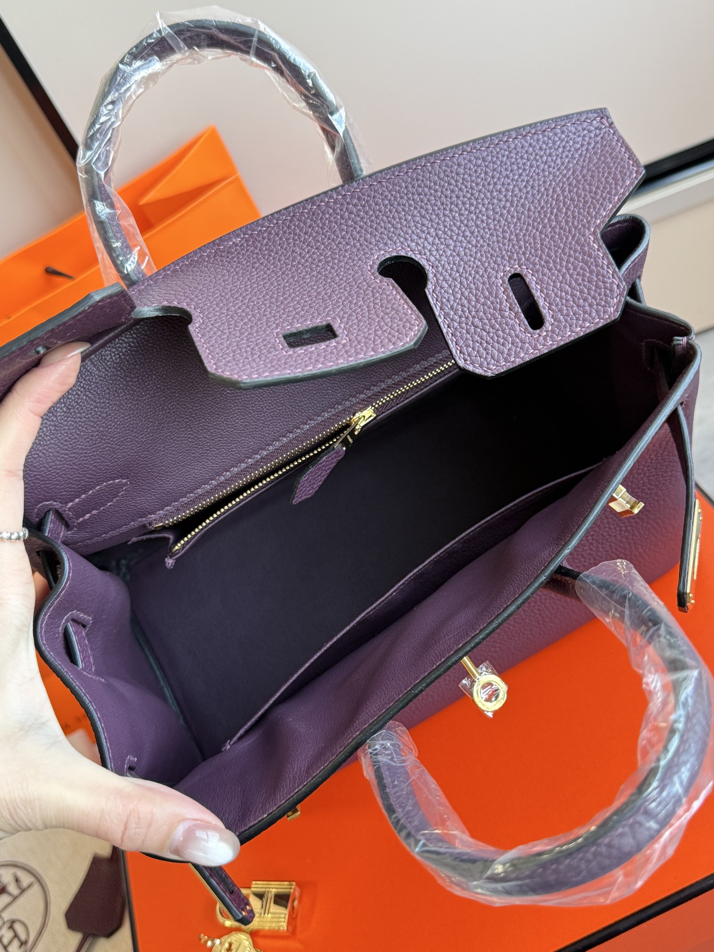 Hermès 铂金包·金扣加仑紫