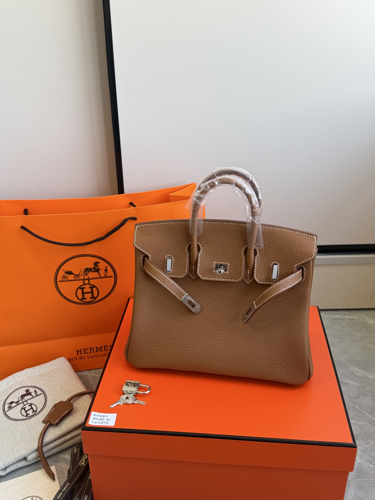 Hermès 铂金包·银扣金棕色