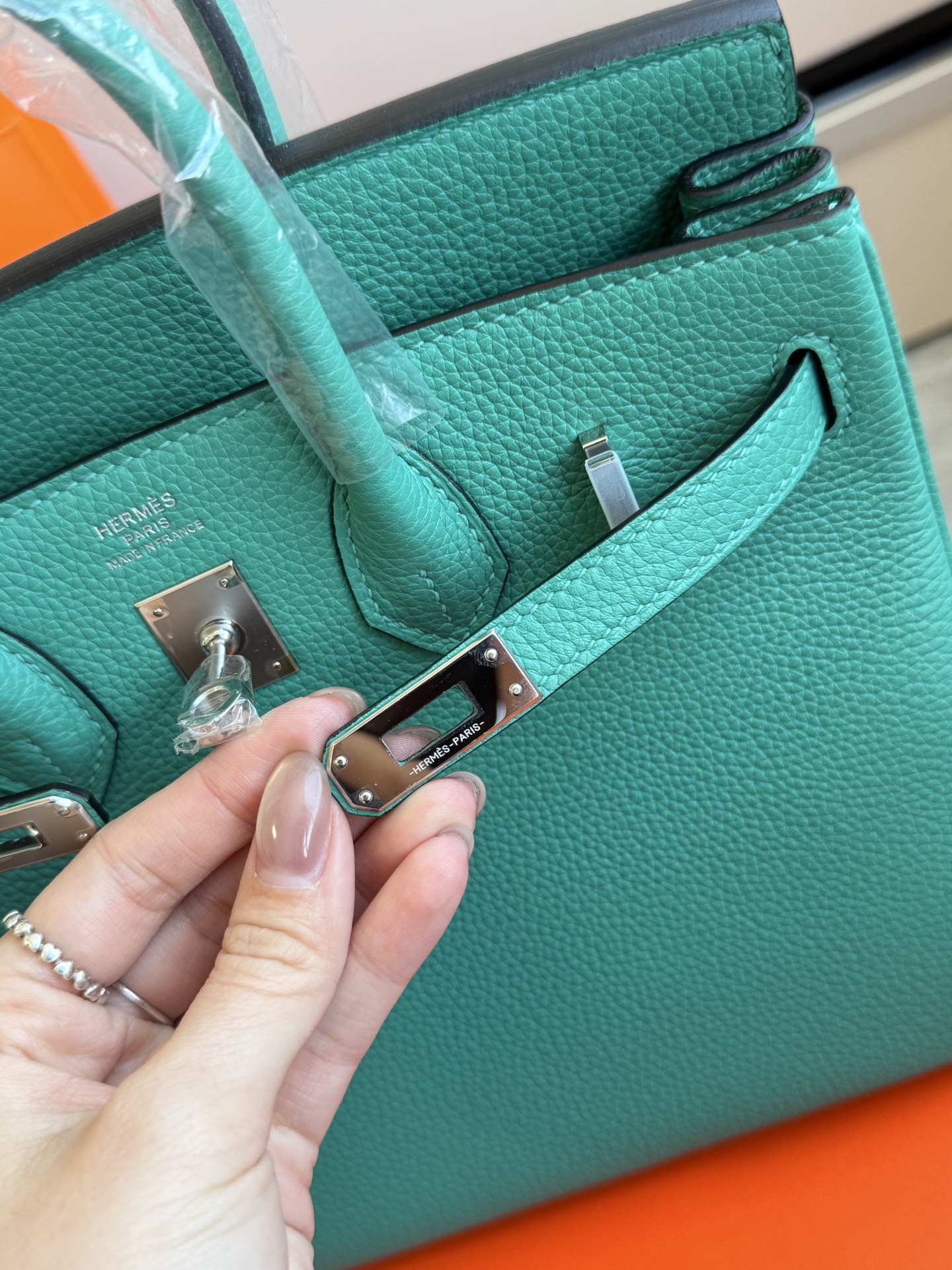 Hermès 铂金包·银扣薄荷绿