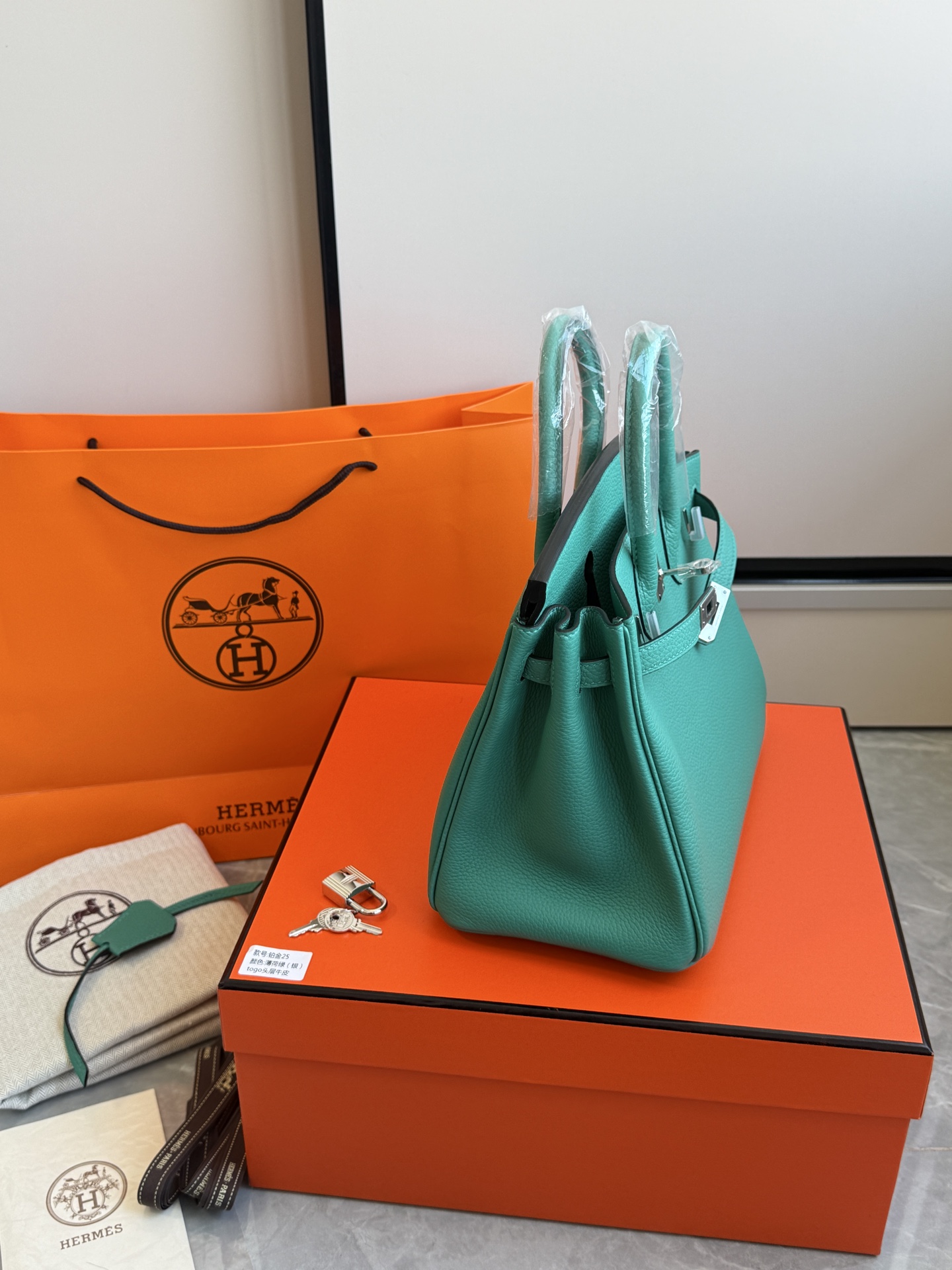 Hermès 铂金包·银扣薄荷绿