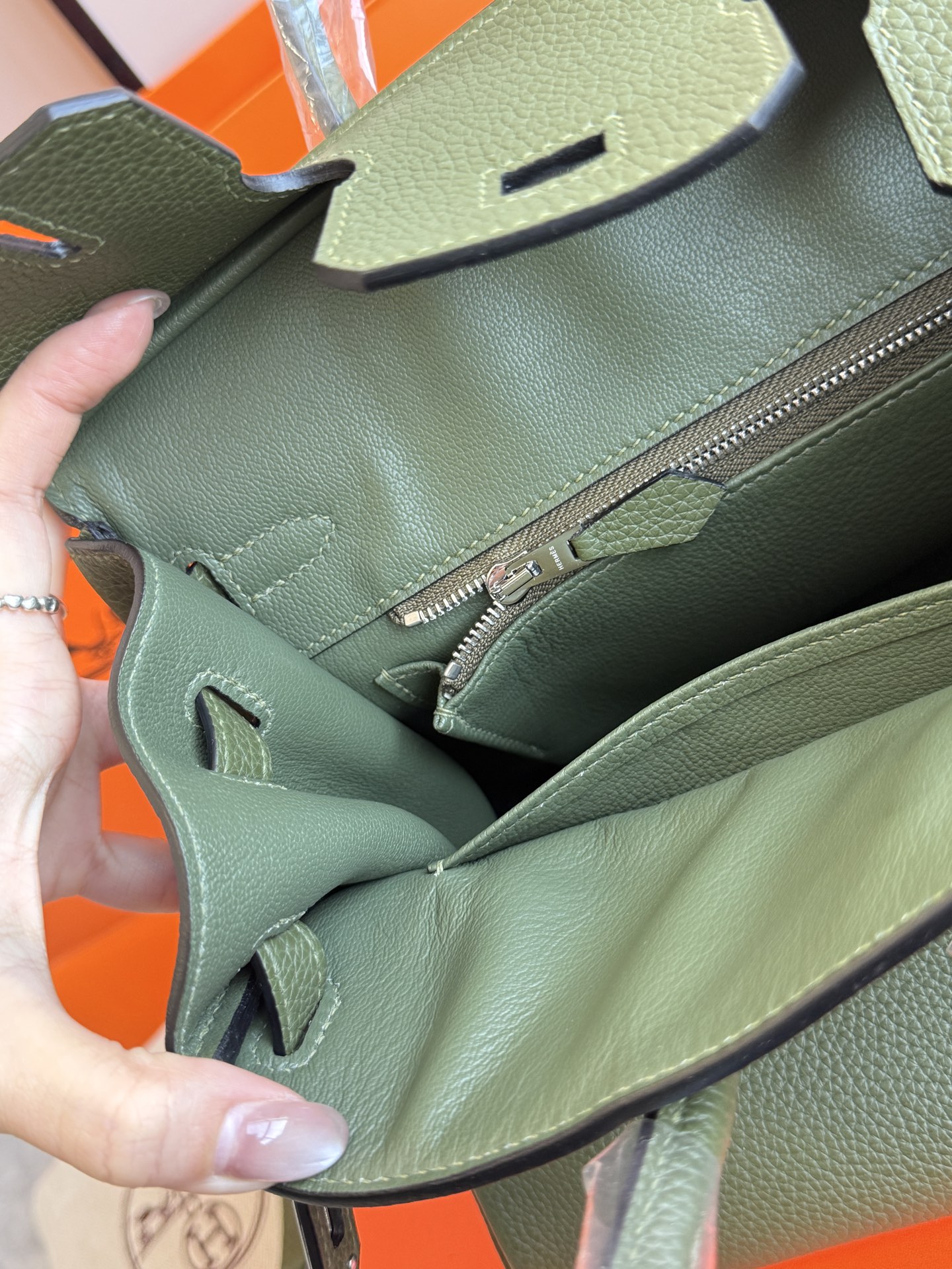 Hermès 铂金包·银扣丛林绿