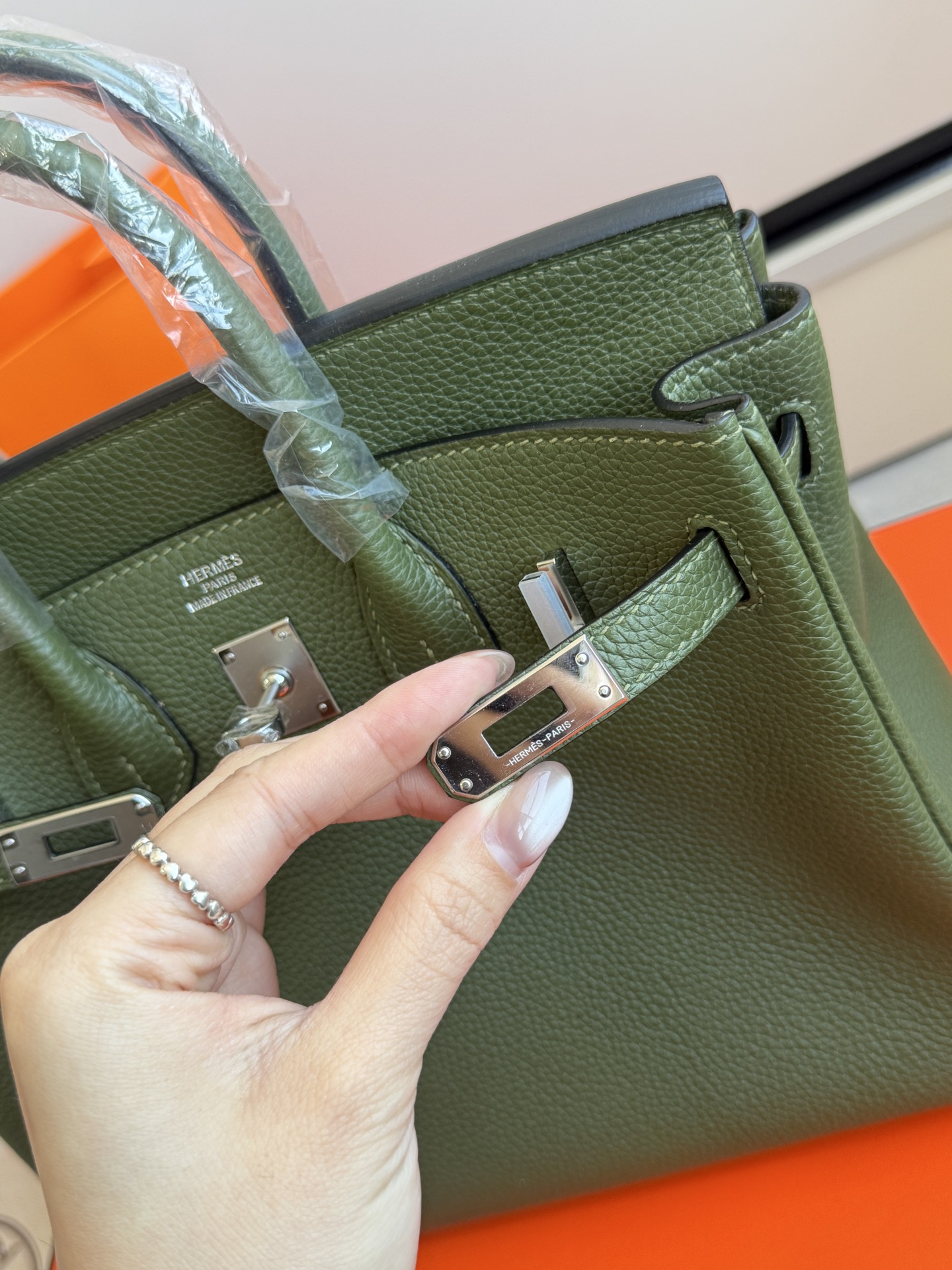Hermès 铂金包·银扣丛林绿
