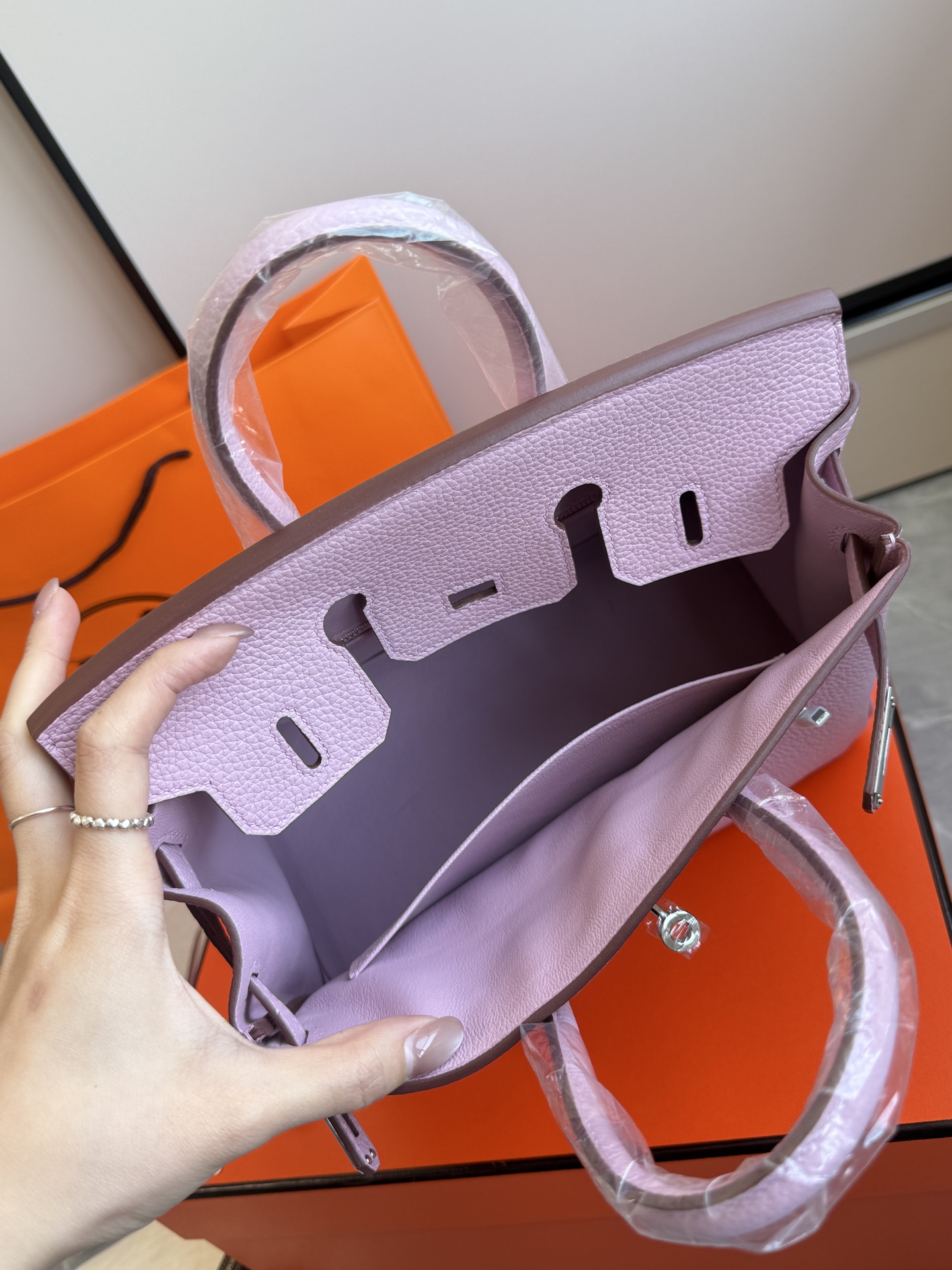 Hermès 铂金包·银扣锦葵紫
