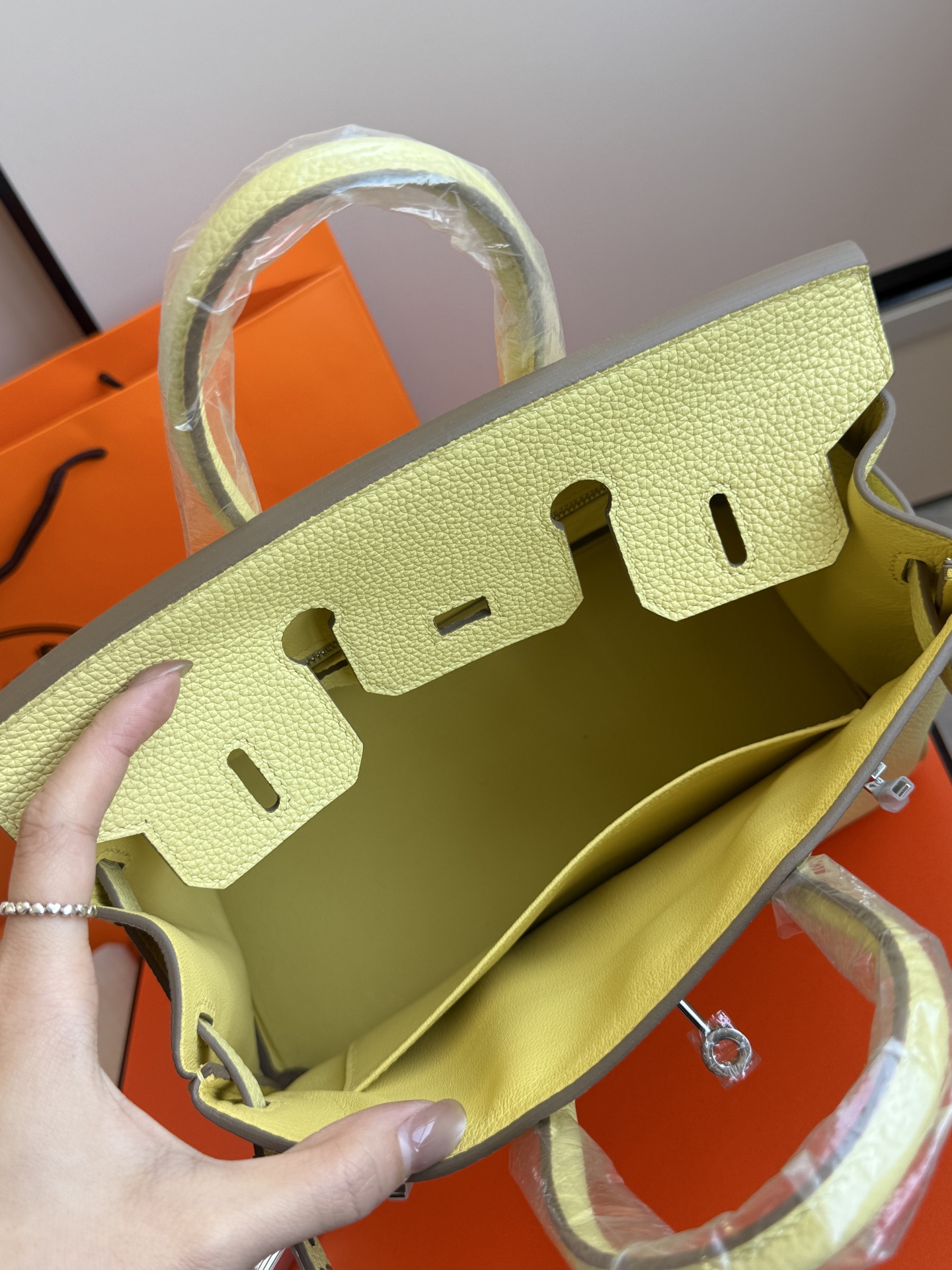 Hermès 铂金包·银扣小鸡黄