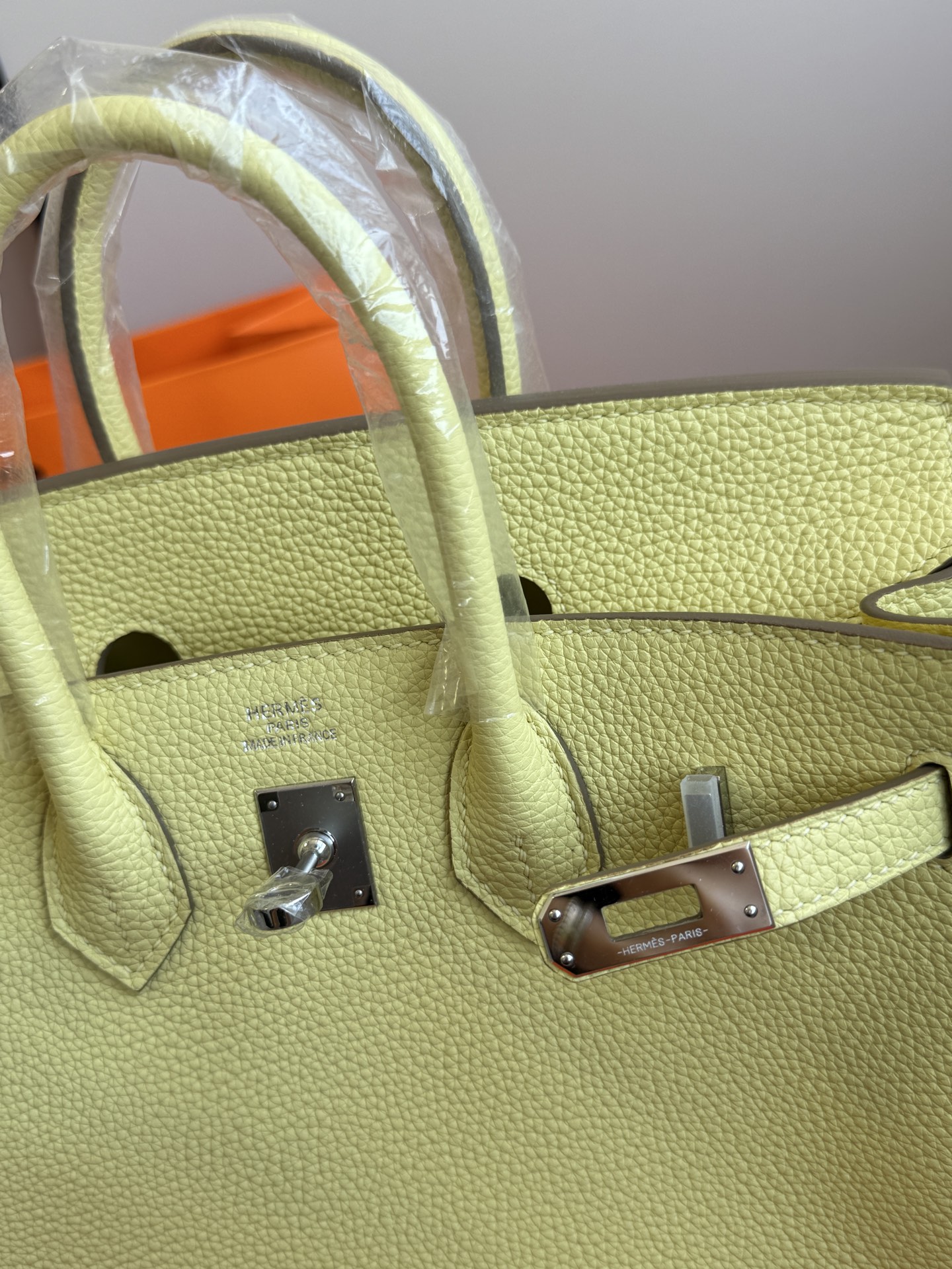 Hermès 铂金包·银扣小鸡黄