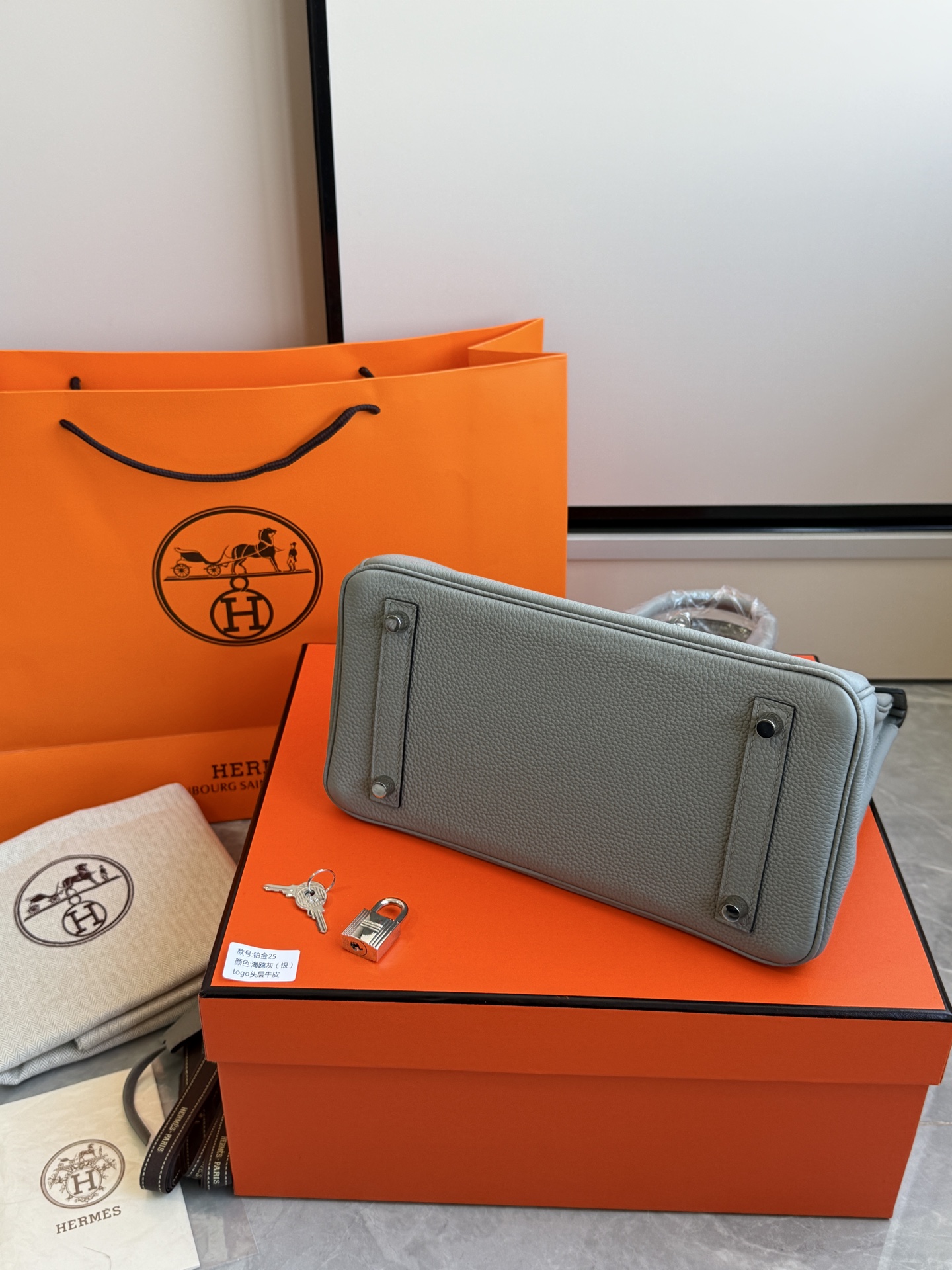 Hermès 铂金包·银扣海鸥灰
