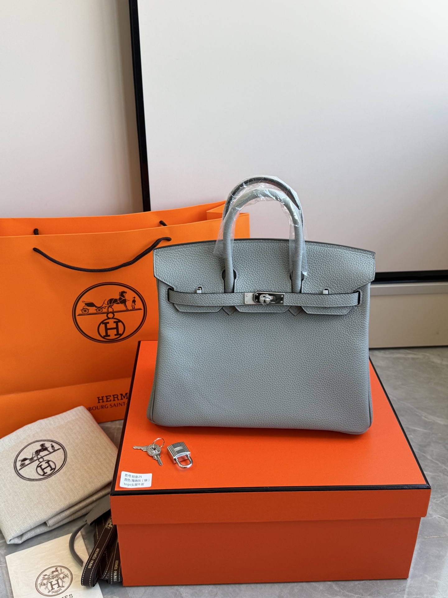 Hermès 铂金包·银扣海鸥灰
