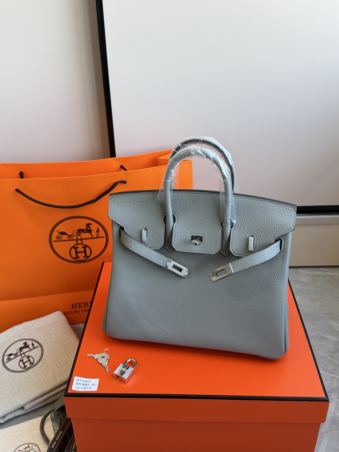 Hermès 铂金包·银扣海鸥灰
