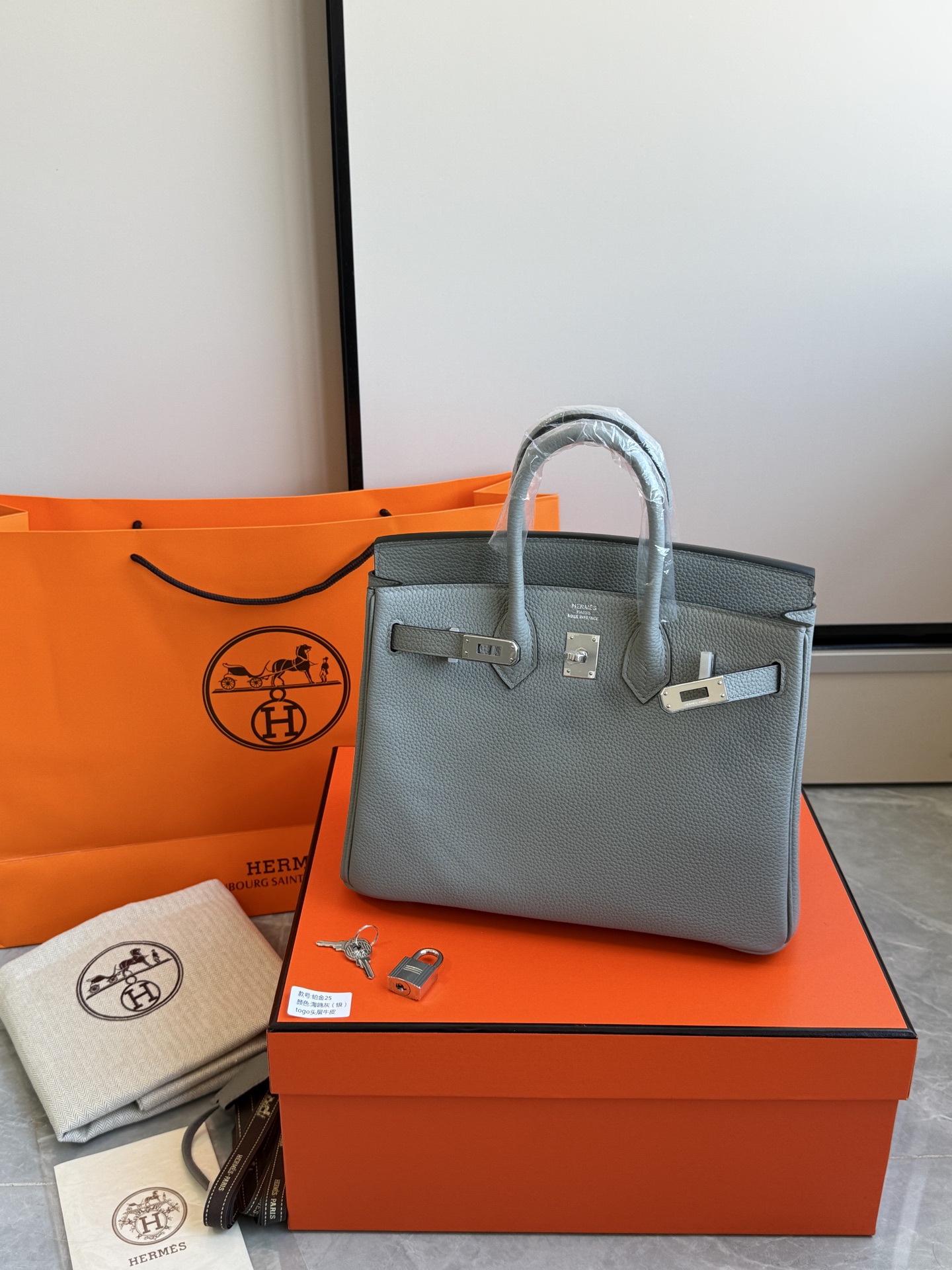Hermès 铂金包·银扣海鸥灰