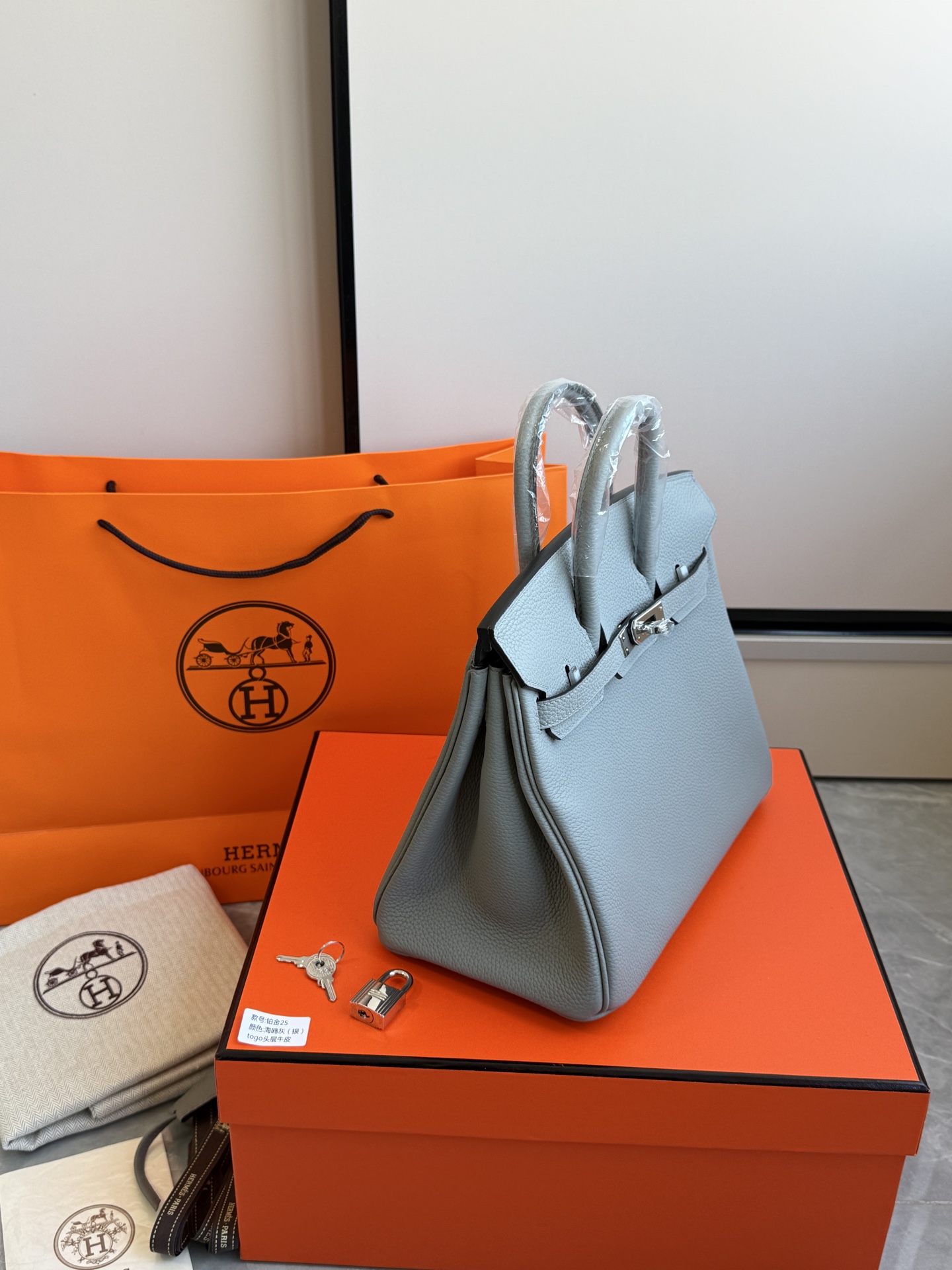 Hermès 铂金包·银扣海鸥灰