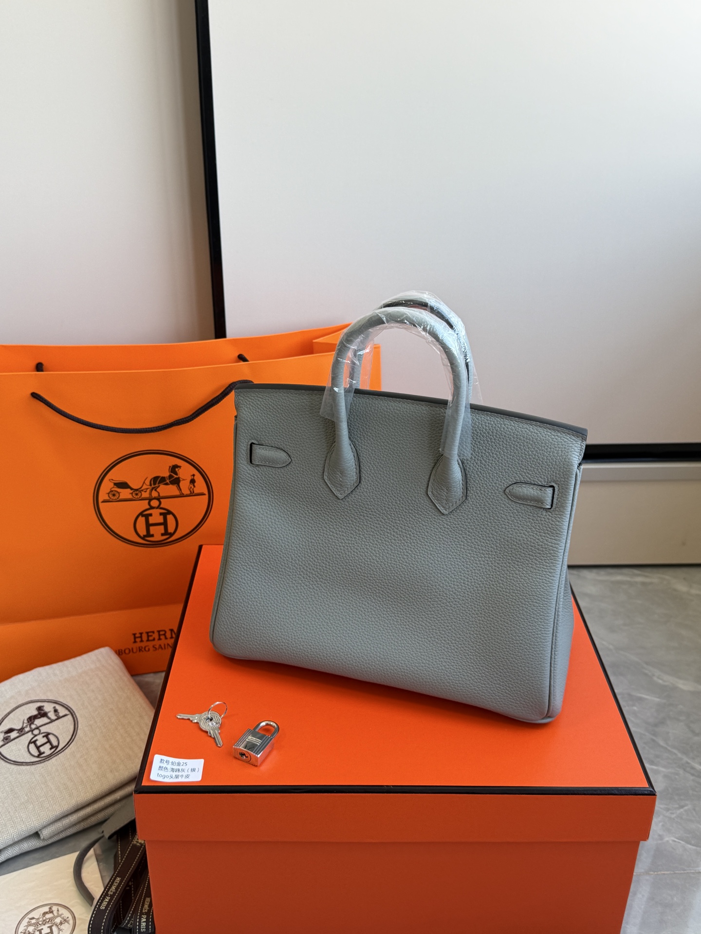 Hermès 铂金包·银扣海鸥灰