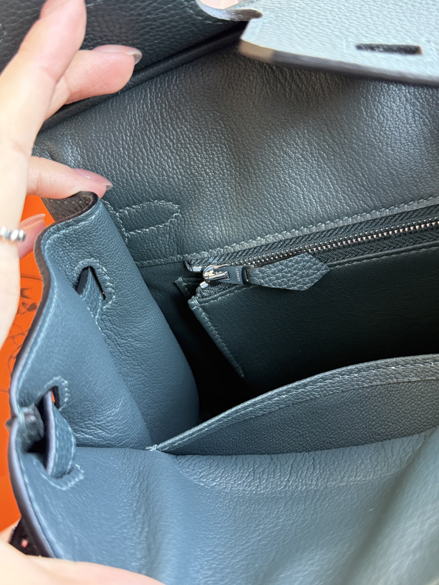 Hermès 铂金包·银扣松柏绿