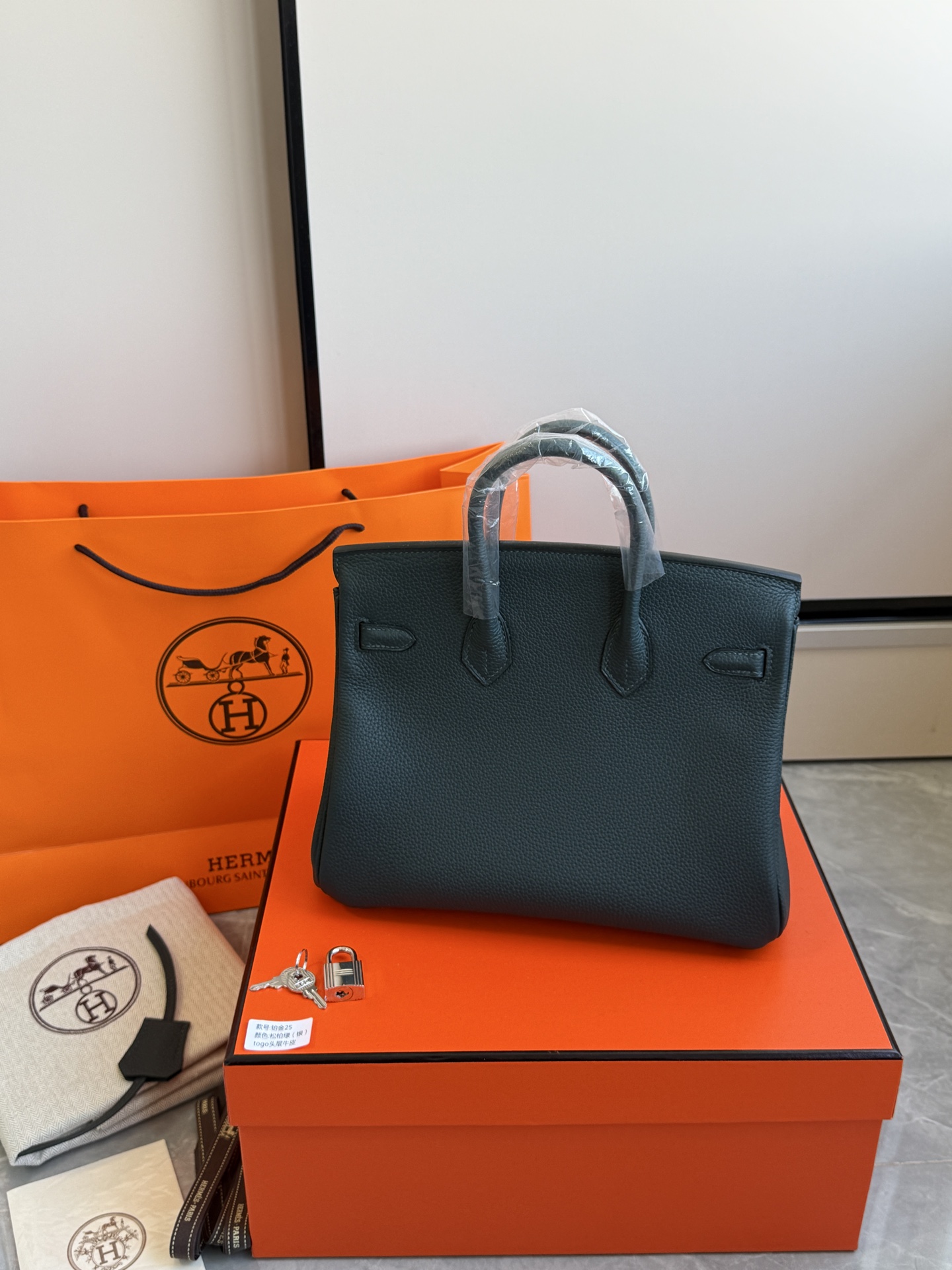 Hermès 铂金包·银扣松柏绿