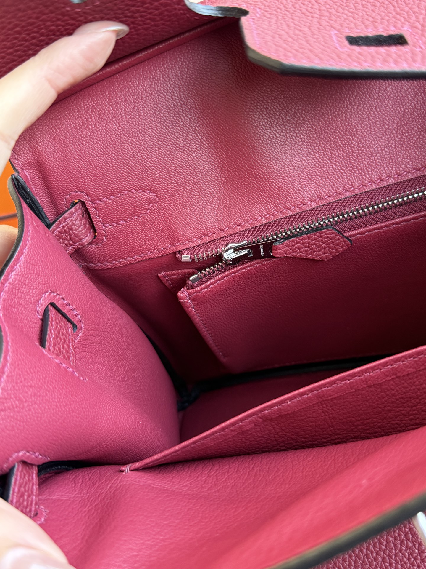 Hermès 铂金包·银扣宝石红