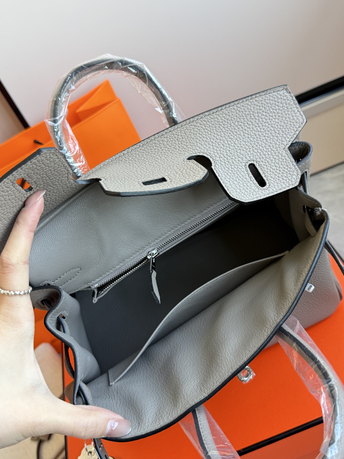 Hermès 铂金包·银扣沥青灰
