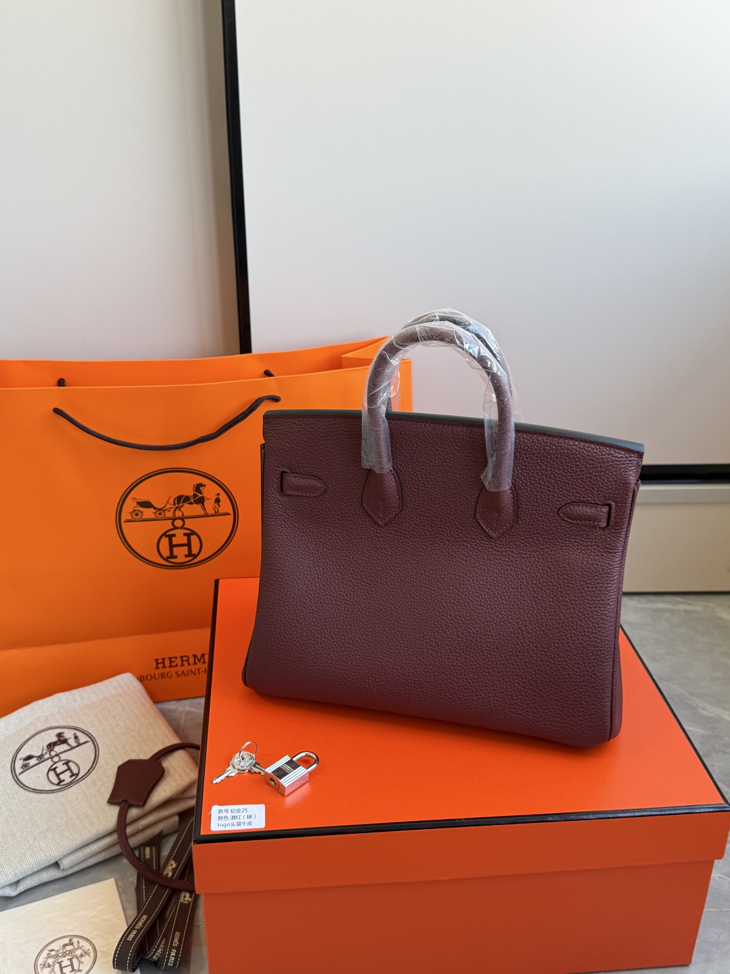 Hermès 铂金包·银扣酒红色