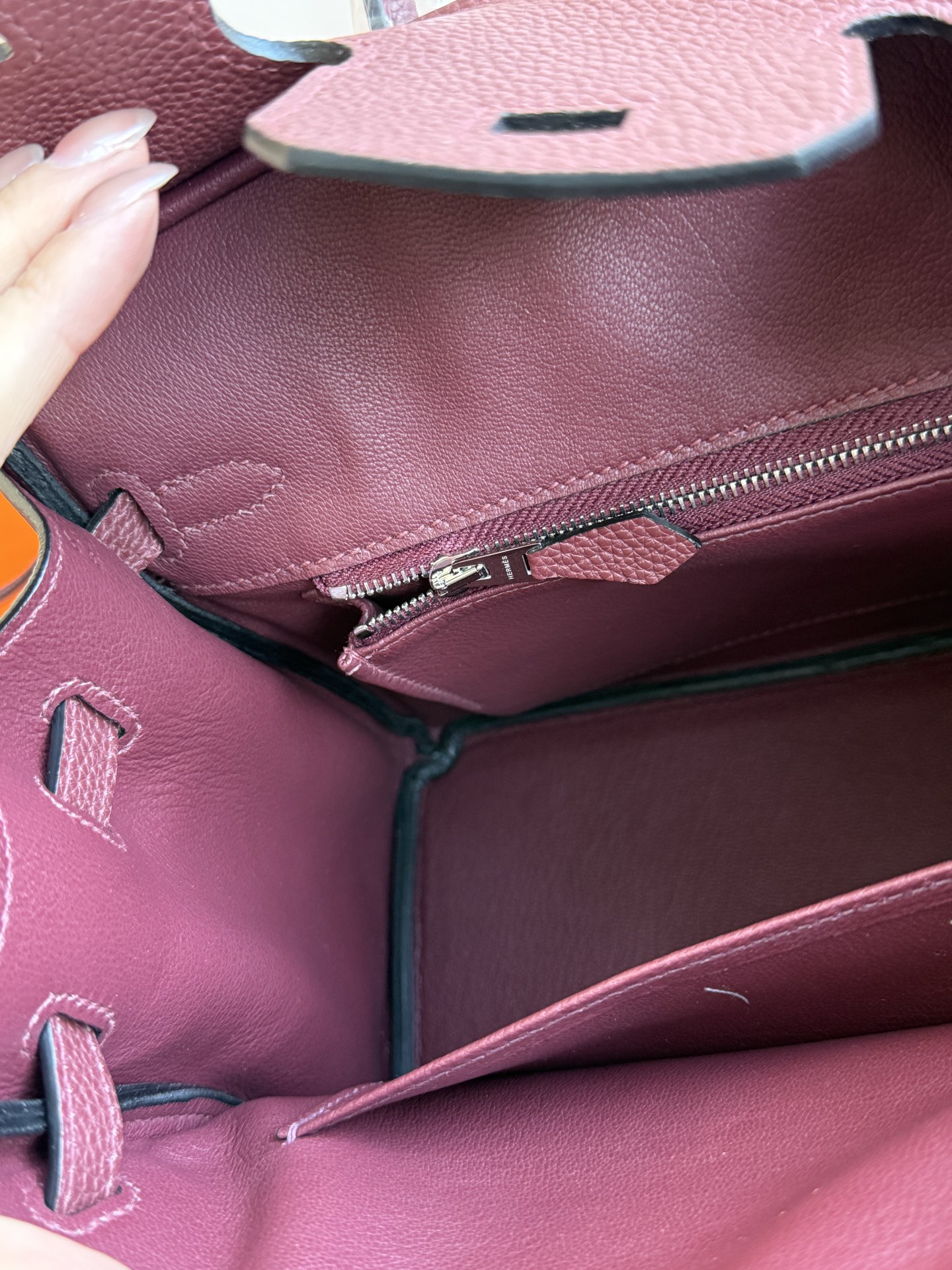 Hermès 铂金包·银扣酒红色