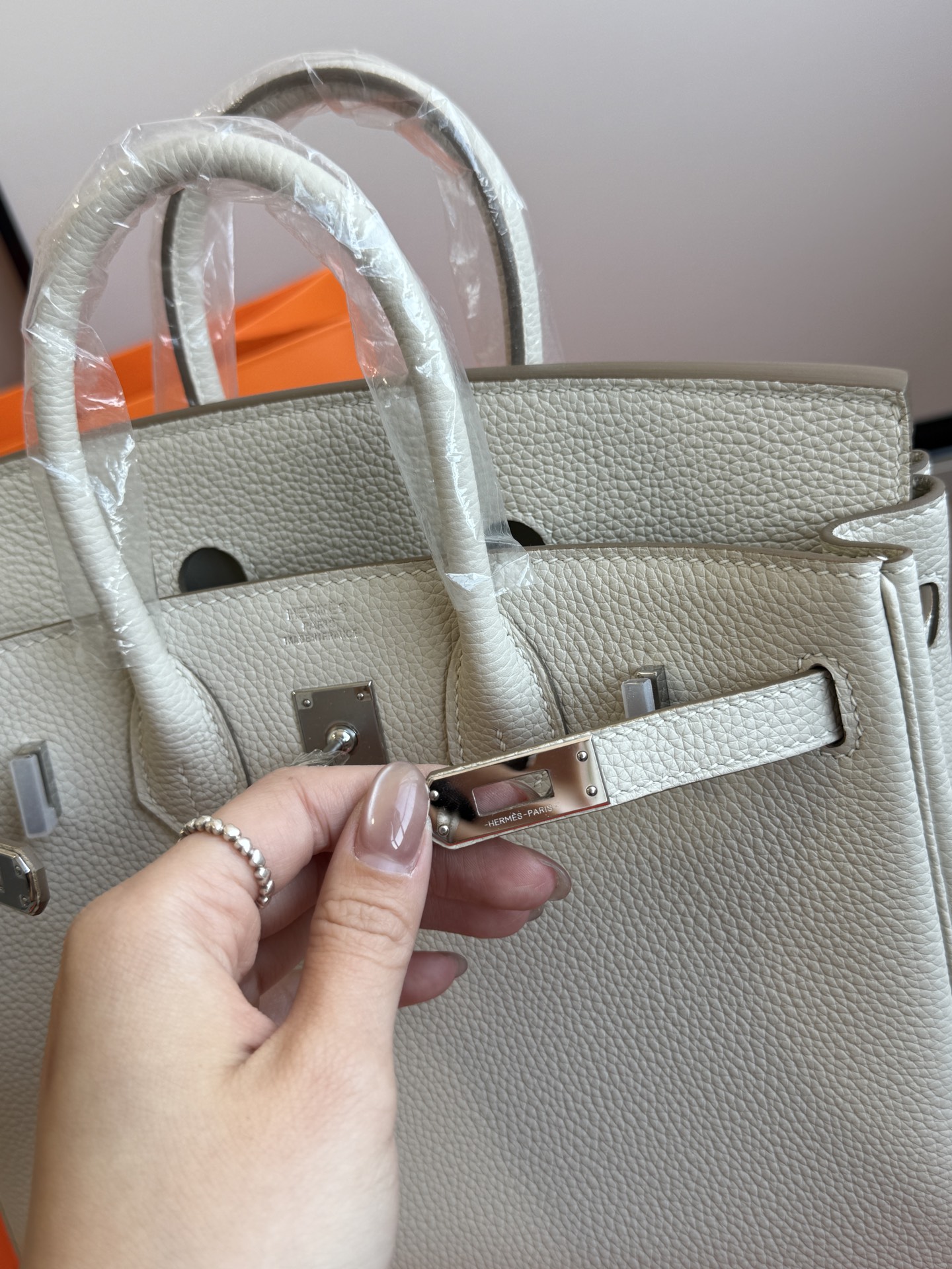 Hermès 铂金包·银扣奶昔白